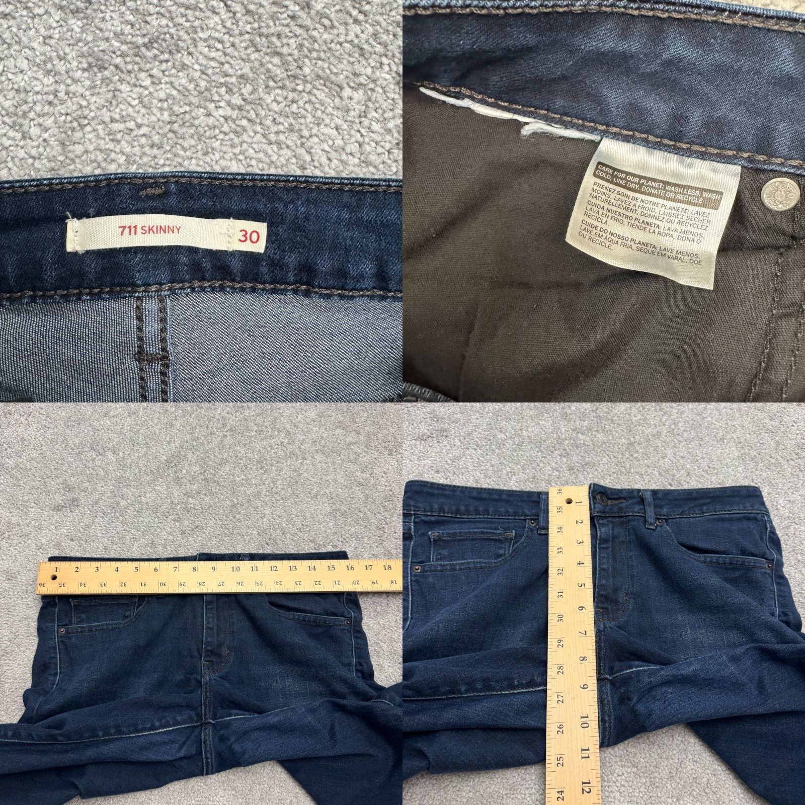 Levi's Levi's 711 Skinny Denim Jeans Womens 30 Dark Blue Wash Mid Rise Casual Stretch Slim Fit City Grunge Classic Mens Womens Size 30" / US 8 / IT 44 - 8 Thumbnail
