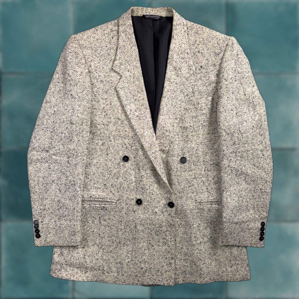 Doublet VINTAGE Shyrocks Blazer Coat Mens 42 Wool Tweed Single-Breasted Notch Lapel 2-Button 80s Gray Size 42R - 1 Thumbnail