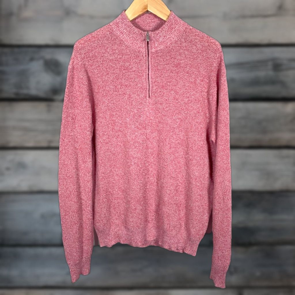 Peter Millar Peter Millar Sweater Men's Large Marled Red 1/4 Zip Pima Cotton Merino Wool Size US L / EU 52-54 / 3 - 1 Thumbnail