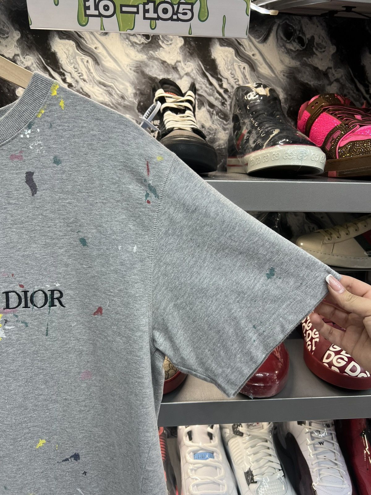 Dior Dior Grey Paint Splatter Tee Size US XL / EU 56 / 4 - 5 Thumbnail