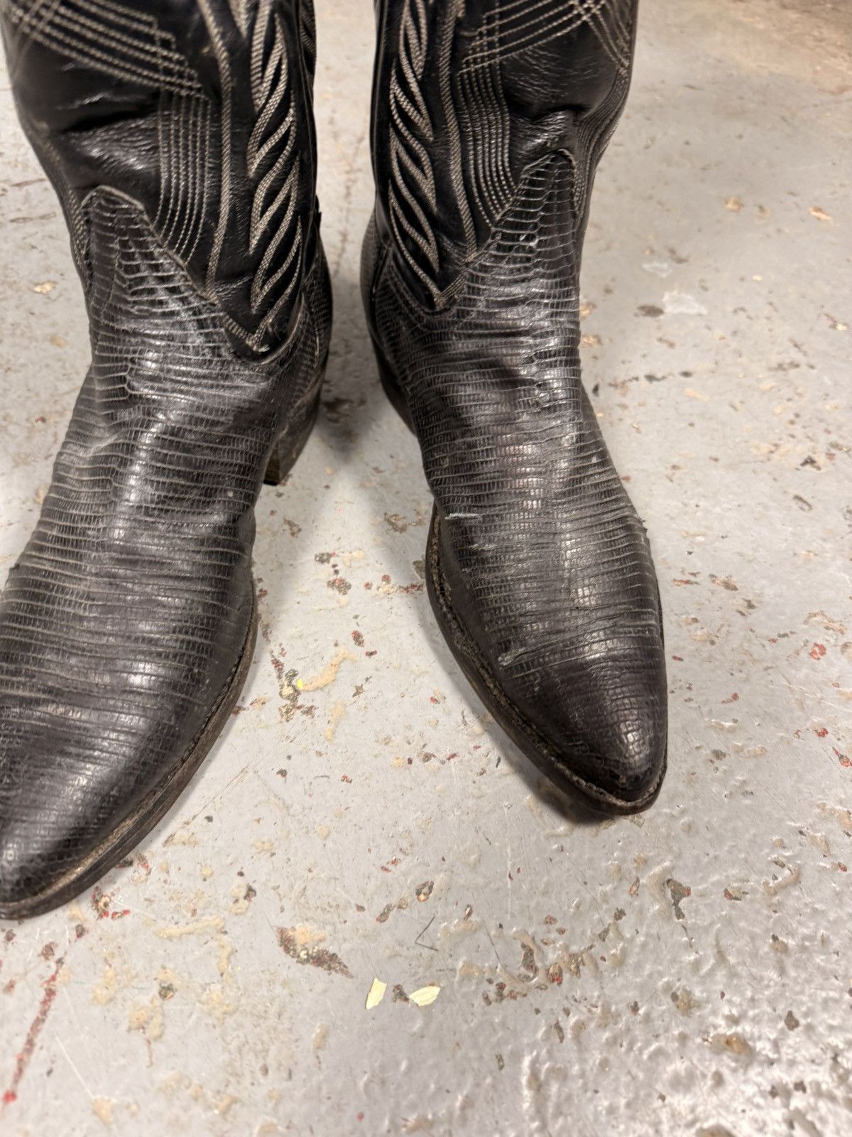 Tony Lama 80s Vintage Tony Lama Black Teju Lizard Skin Cowboy Boots Size US 10 / EU 43 - 7 Thumbnail