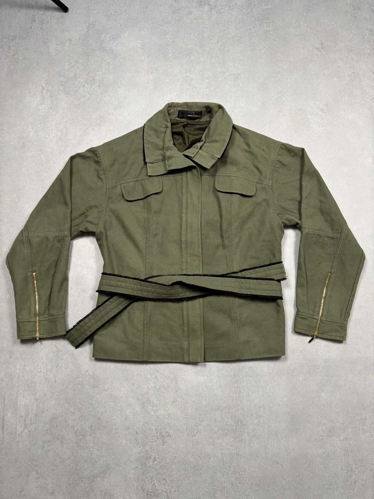 Other Amanda Wakeley Olive Green Belted Utility Jacket Luxury Rare Size M / US 6-8 / IT 42-44 - 1 Thumbnail