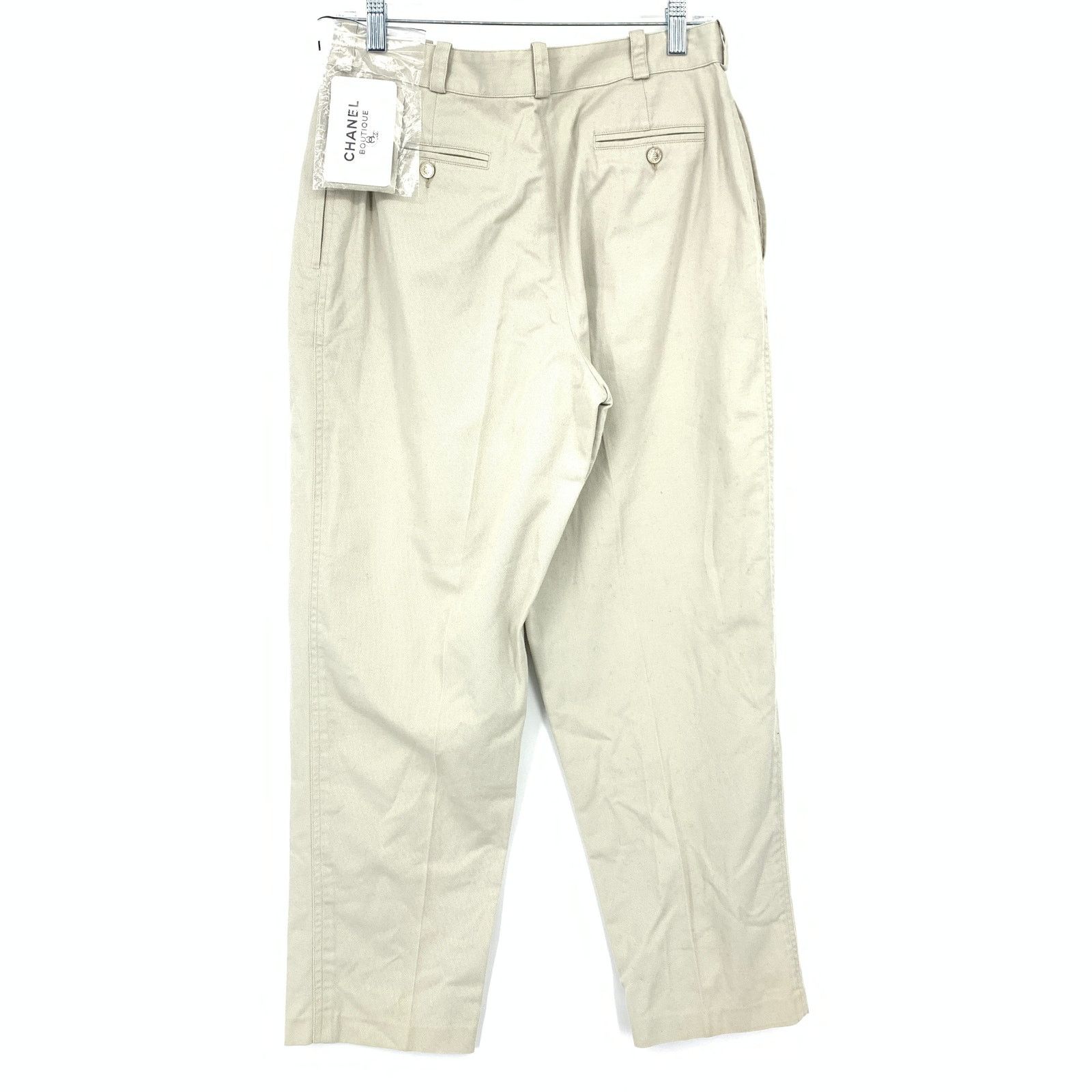 Chanel Chanel Boutique Cropped Straight Leg Pants 42 US 10 Beige Size 32" / US 10 / IT 46 - 2 Thumbnail
