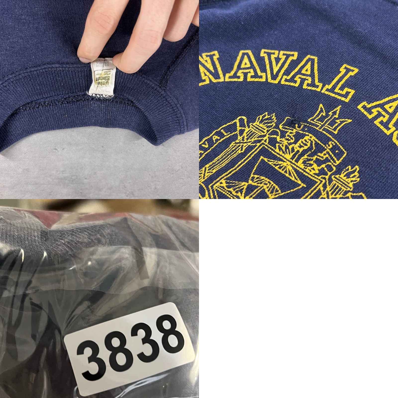 Velva Sheen VINTAGE US Naval Academy Sweatshirt Men's S Blue Print Army Size US S / EU 44-46 / 1 - 8 Thumbnail