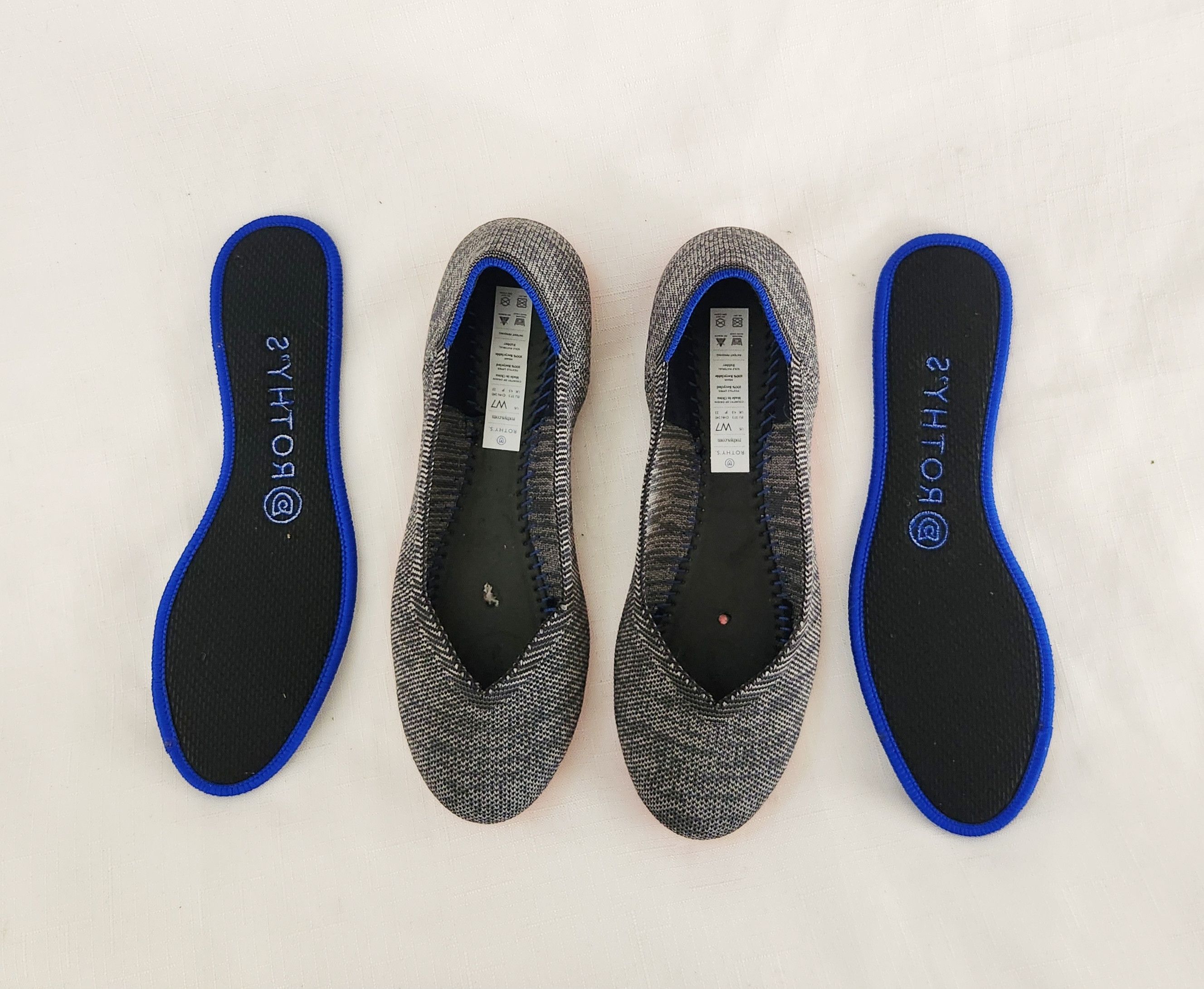 Designer ROTHY’S “THE FLAT” Charcoal Birdseye Knit Round Toe SlipOn 7 Size US 7 / IT 37 - 1 Thumbnail