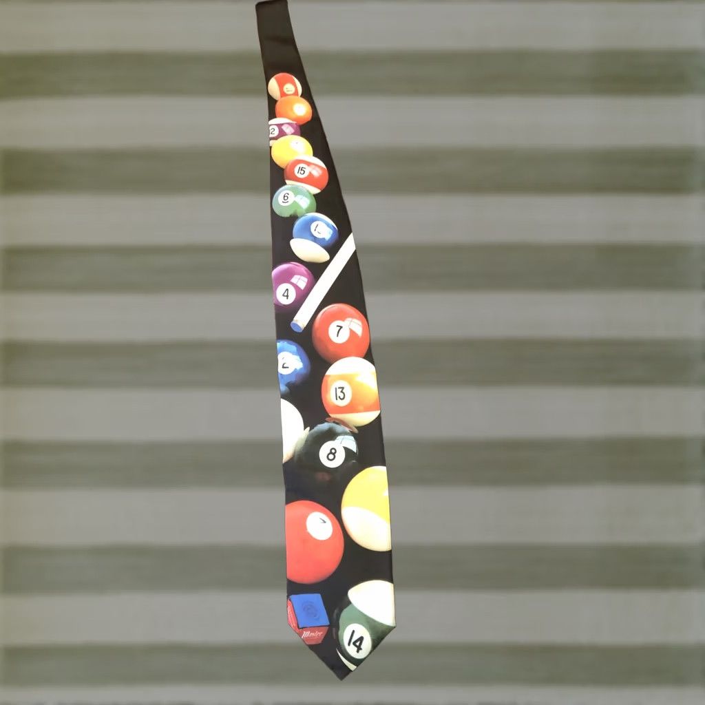 Vintage VINTAGE Ralph Marlin Tie Billiards Pool Balls Polyester Men One Size Black Size ONE SIZE - 1 Thumbnail