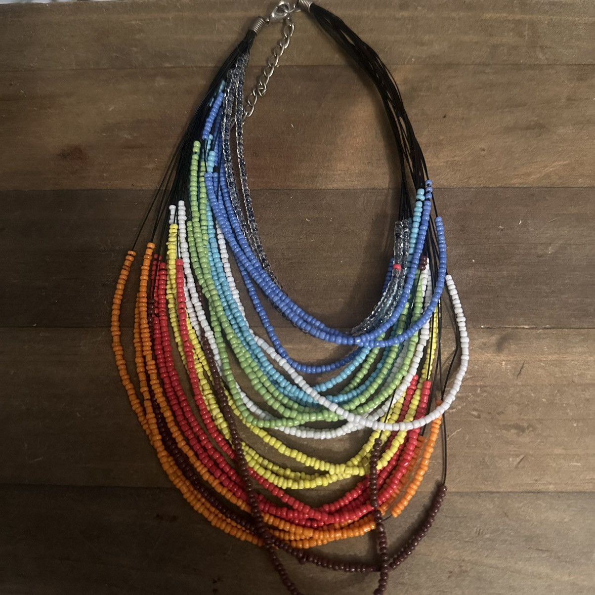 Other Rainbow layered multi strand seed bead choker necklace Size ONE SIZE - 2 Thumbnail