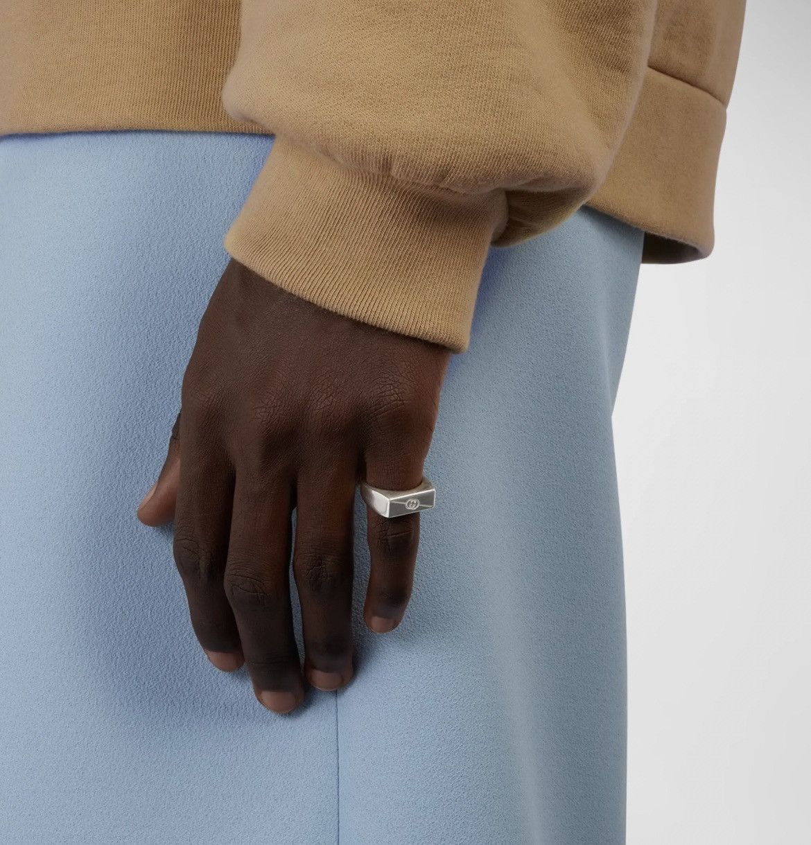 Gucci Gucci Diagonal Interlock G Tag Ring Chevalier 7.5mm AG 925 Size ONE SIZE - 2 Thumbnail