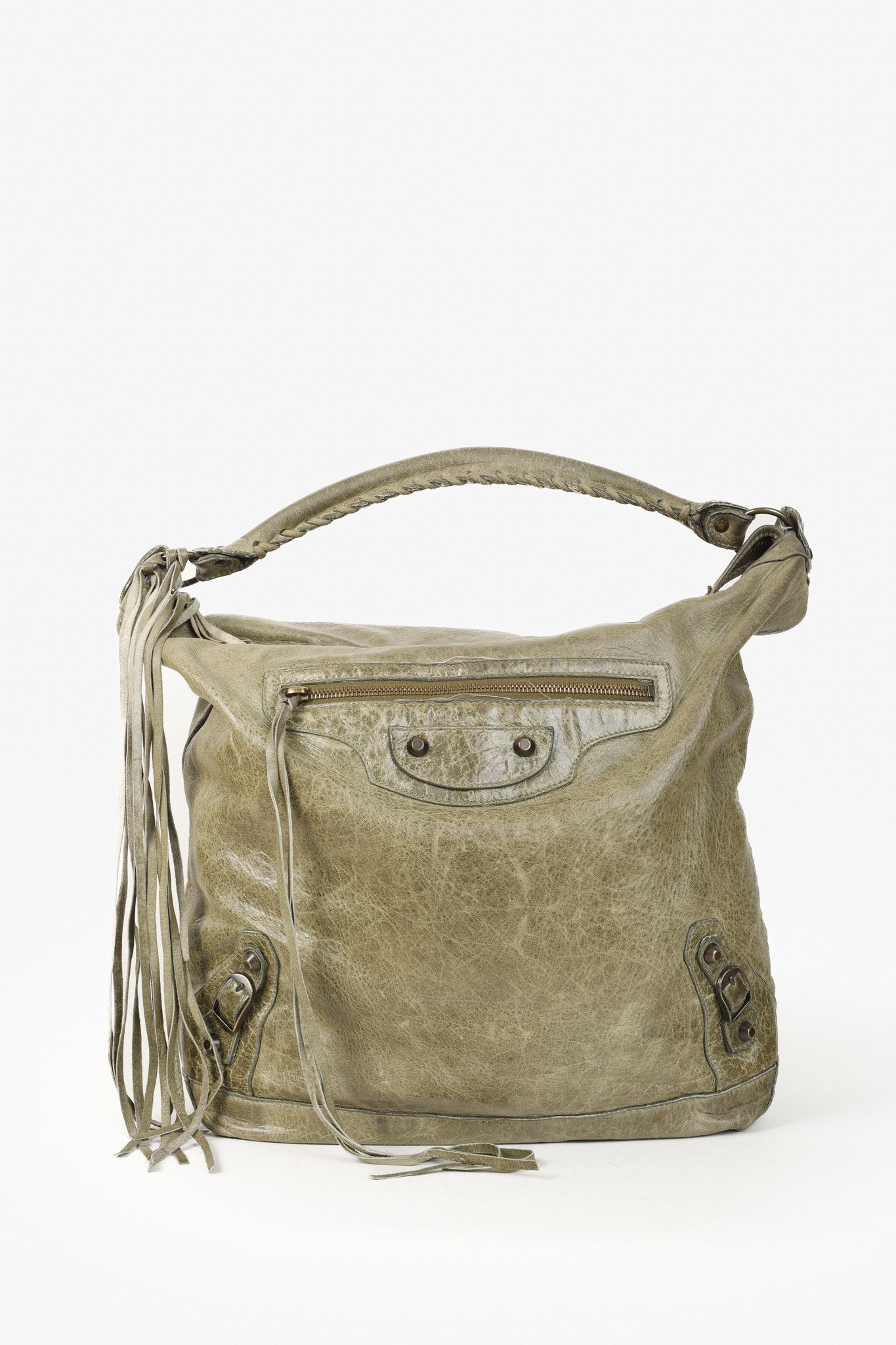 Balenciaga Large Day Bag Green Grey Leather