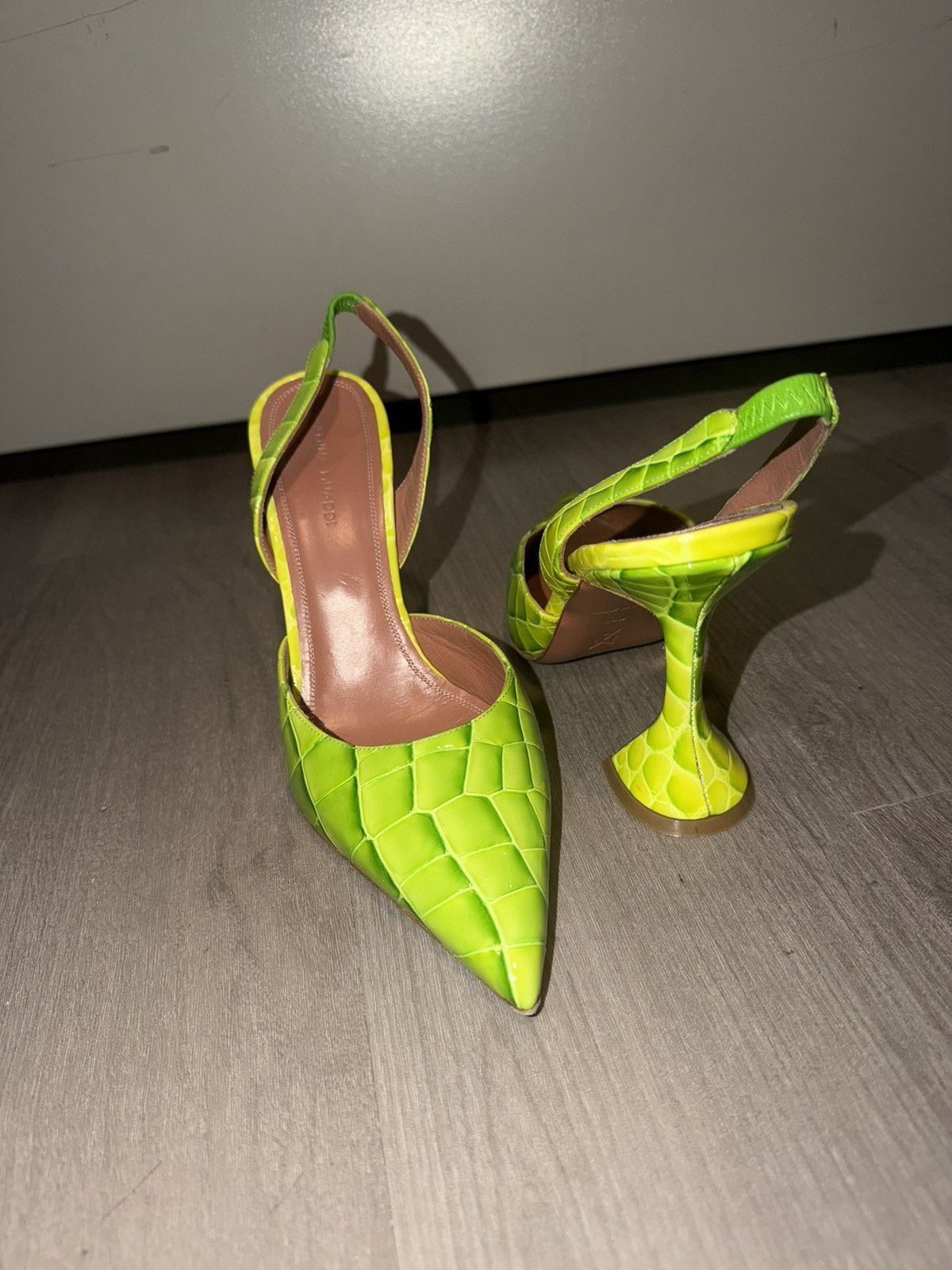 Amina Muaddi Amina Muaddi croc embossed slingback heel Size US 7.5 / IT 37.5 - 2 Thumbnail