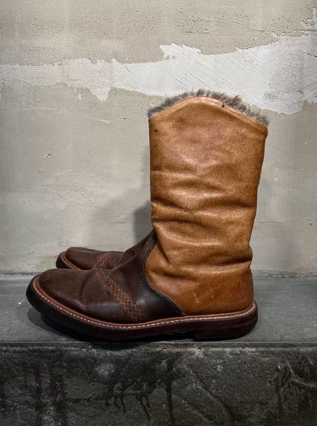 Number (N)ine Number (N)ine 2002AW “George” Era Suede Panel Leather Boots Size US 5.5 / EU 38 - 6 Thumbnail