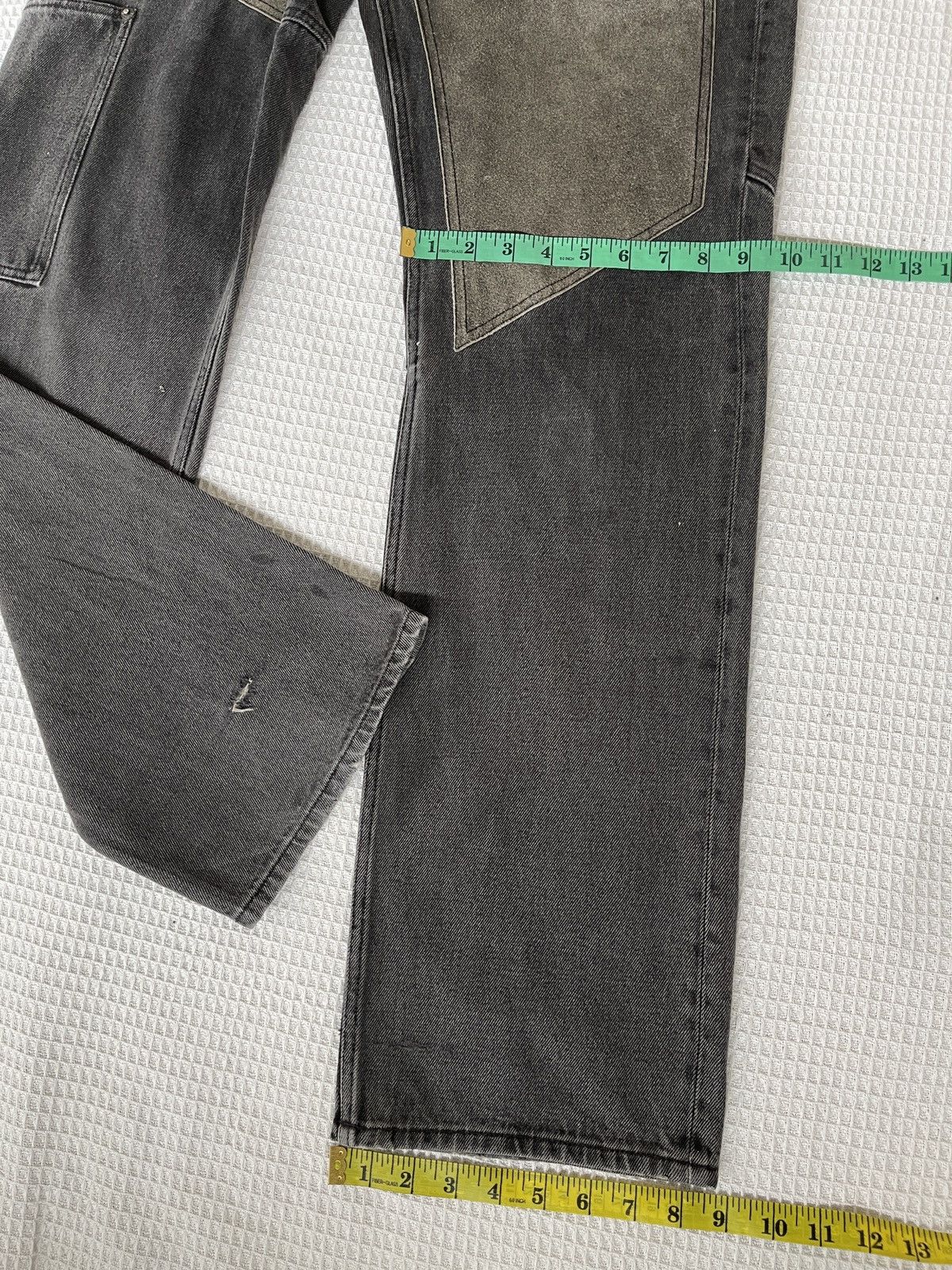 PPFM Vintage’90s🔥PPFM🔥Double Knee Leather Part CowHide Jeans Size US 31 - 12 Thumbnail