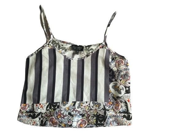 Other Vintage Y2K style sleveless crop top floral stripes summer Size S / US 4 / IT 40 - 1 Thumbnail