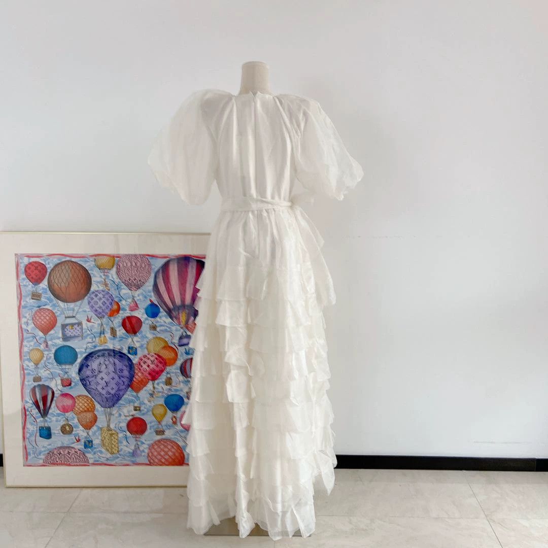 HUISHAN ZHANG HuiShan Zhang White Long Tiered Skirt EU38 8806 Size S / US 4 / IT 40 - 2 Thumbnail