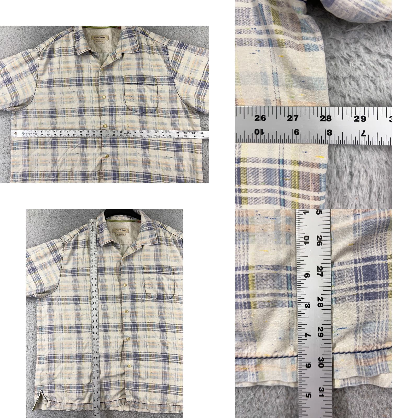 Tommy Bahama Tommy Bahama Shirt Men 2XL Beige Blue Plaid Button Up 100% Silk Pocket Vintage: No Size US XXL / EU 58 / 5 - 8 Thumbnail