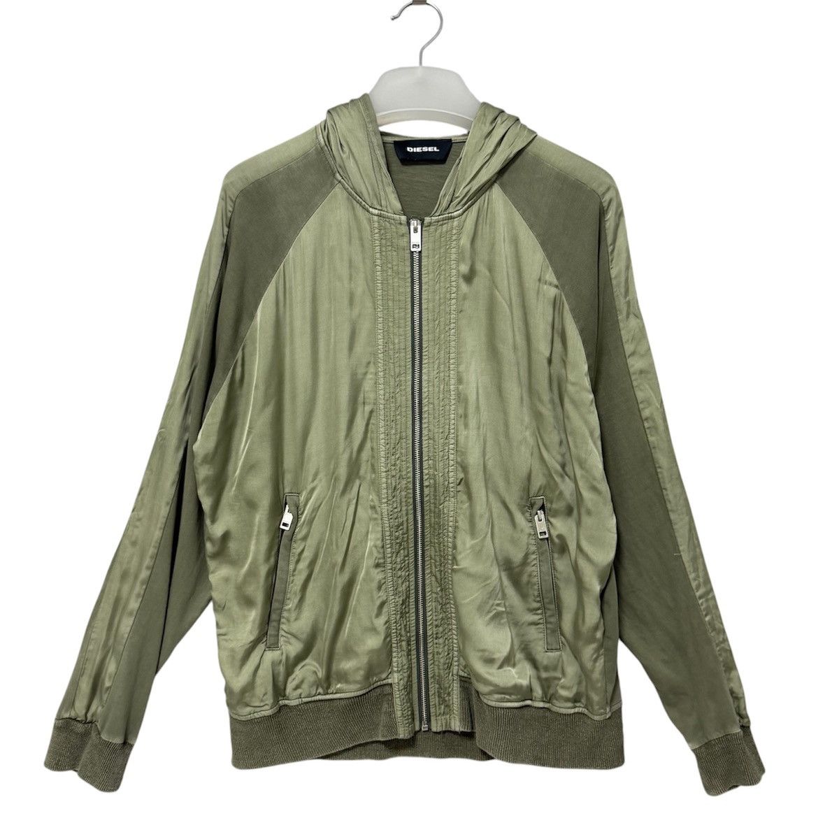 Diesel Diesel Satin Green Army Zip Hoodie Size US M / EU 48-50 / 2 - 1 Thumbnail
