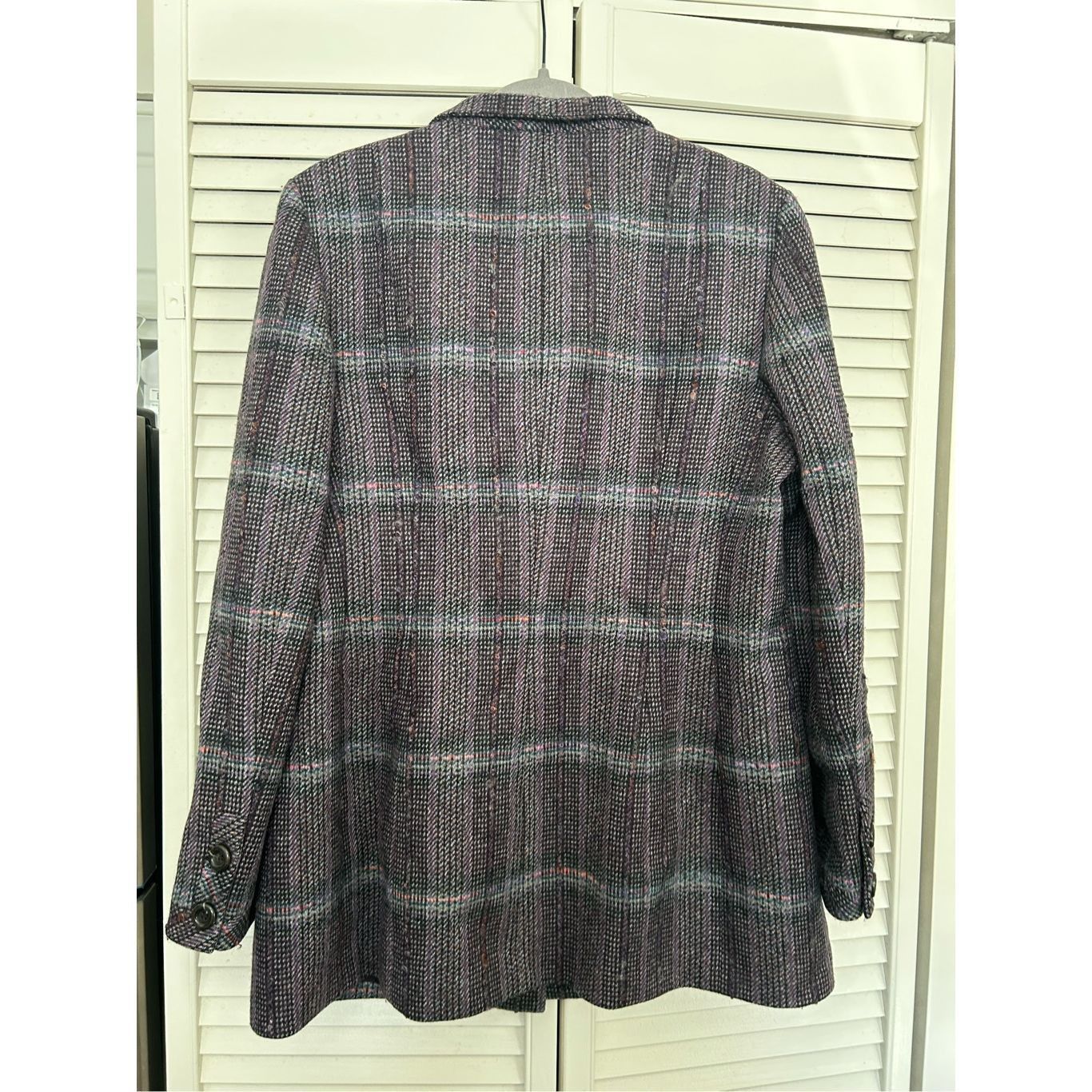 Good Worth & Co. WORTH Wool/Silk Purple White Red Plaid Button Coat, Size 16 Size XXL / US 16-18 / IT 52-54 - 8 Thumbnail