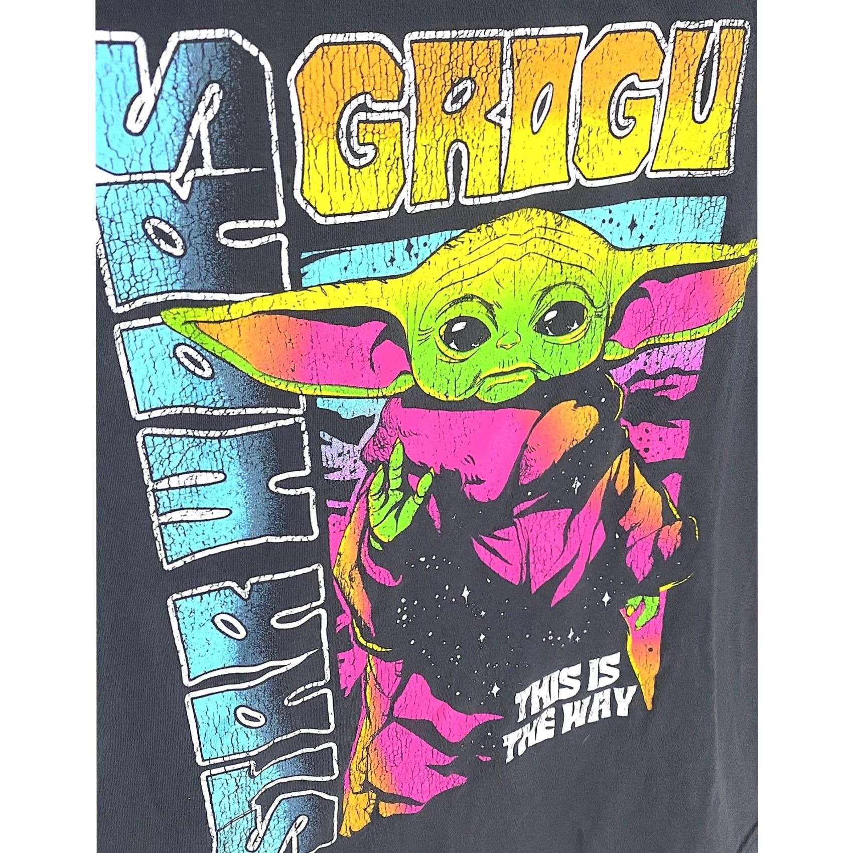 Star Wars VINTAGE Star Wars Shirt Mens S Grogu Chillin This Is The Way Neon Retro Loud Distressed Yoda Halloween Size US S / EU 44-46 / 1 - 2 Thumbnail