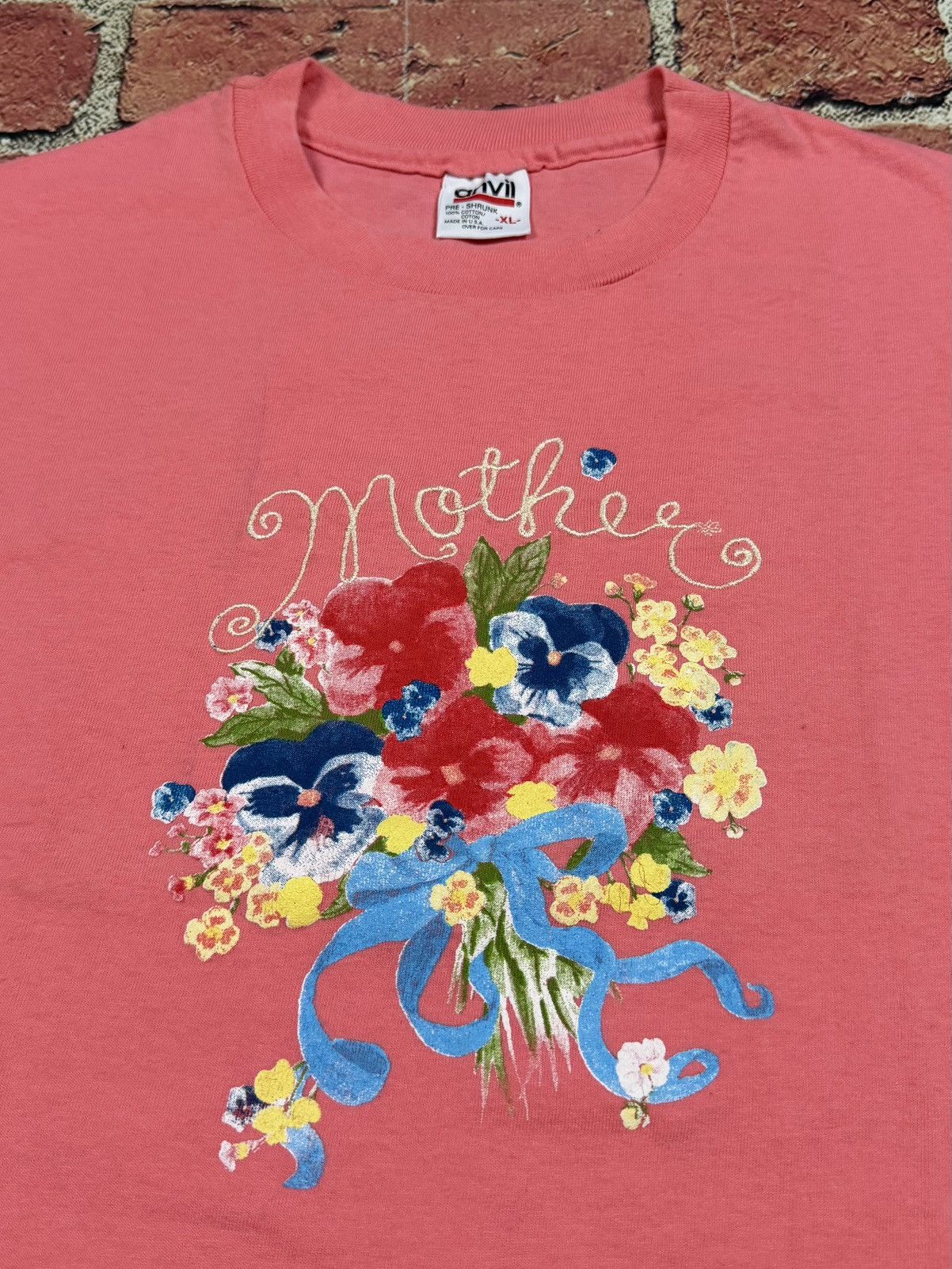Anvil Vintage Mother Mom Floral Bouquet Flowers Single Stitch Tee Size US XL / EU 56 / 4 - 5 Thumbnail