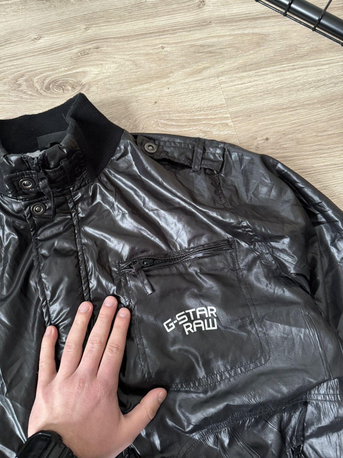 G-Star Vintage Y2K G Star Raw Black Nylon Metal Big Logo Jacket Size US L / EU 52-54 / 3 - 5 Thumbnail