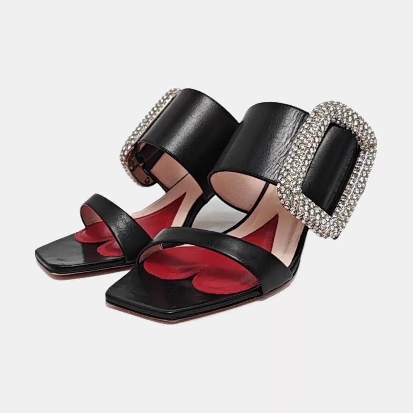 Roger Vivier RV Rhinestone Buckle Stiletto Sandals 37 with Box Size US 6.5 / IT 36.5 - 1 Thumbnail
