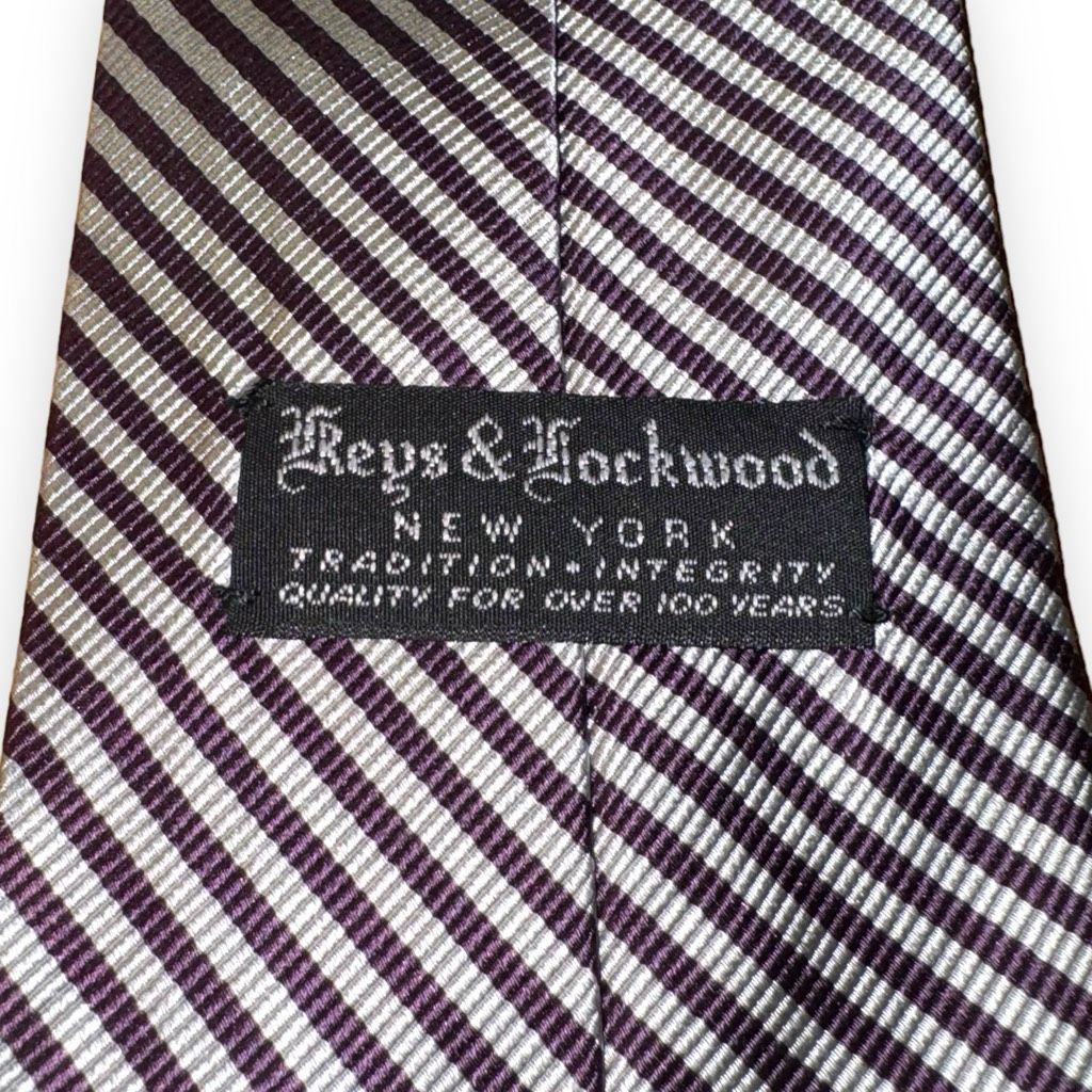 Vintage Keys & Lockwood Purple & Silver Rep Stripe Handmade in USA N Size ONE SIZE - 3 Thumbnail