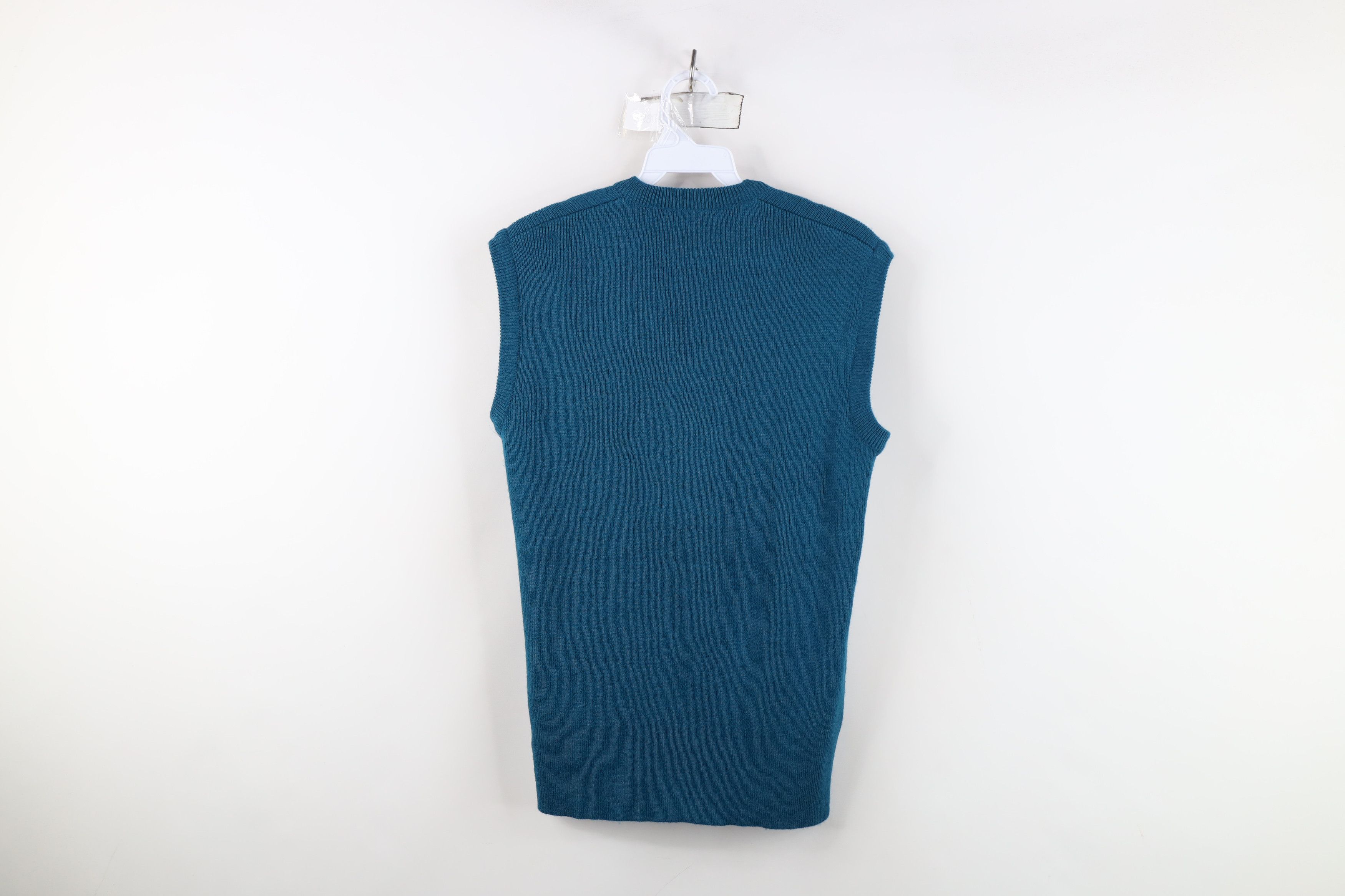 Vintage Vintage 70s Streetwear Blank Ribbed Knit Sweater Vest Teal Size M / US 6-8 / IT 42-44 - 8 Thumbnail