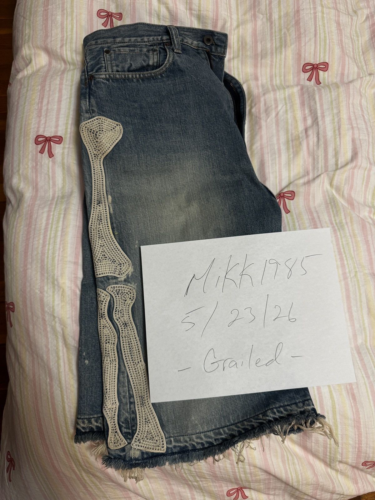 Kapital 14oz Denim 5P Shorts Pants (Bone Embroidery)
