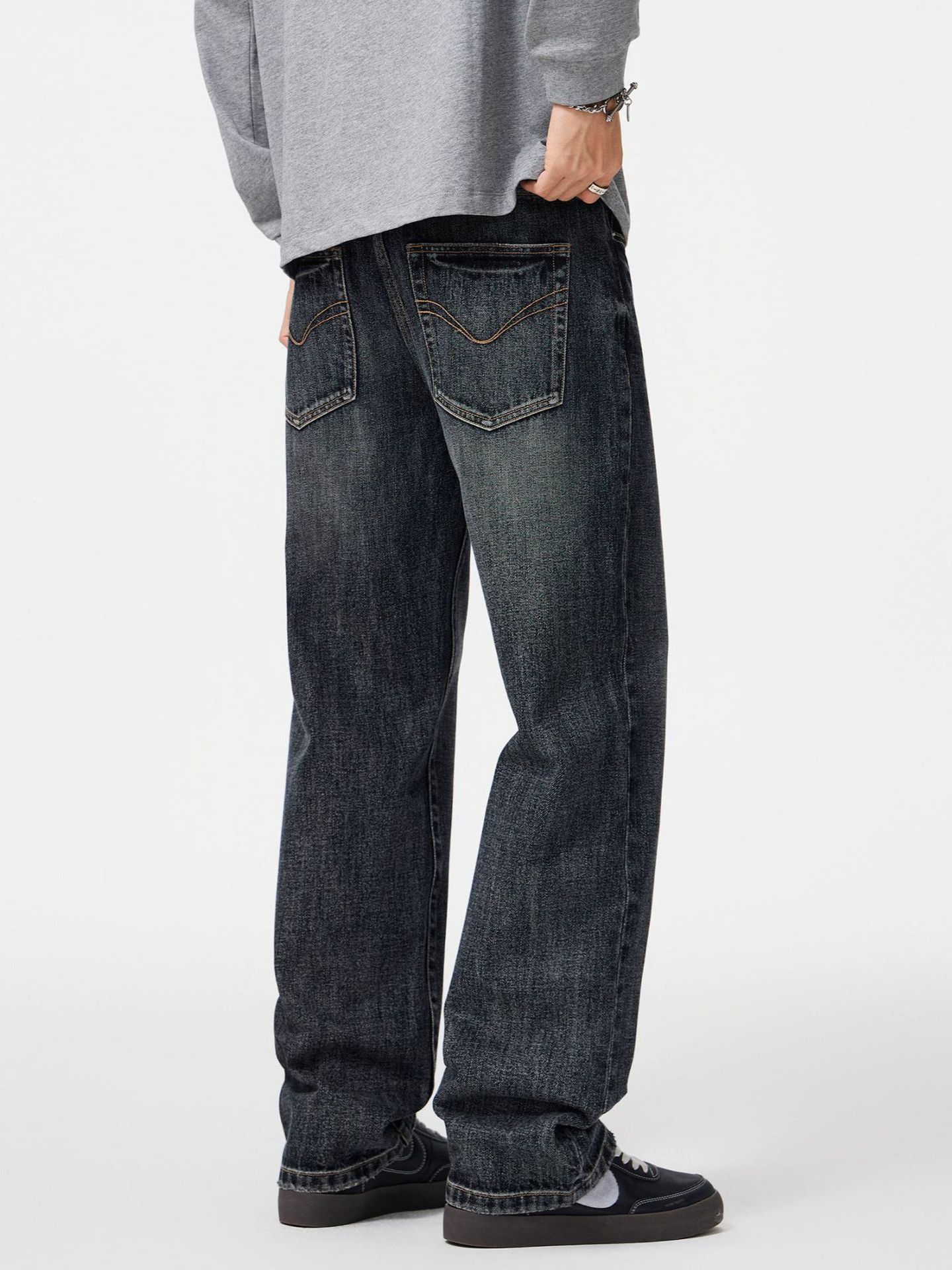 Japanese Brand Men's Cleanfit American Retro Washed Loose Straight Jeans Size US 32 / EU 48 - 4 Thumbnail