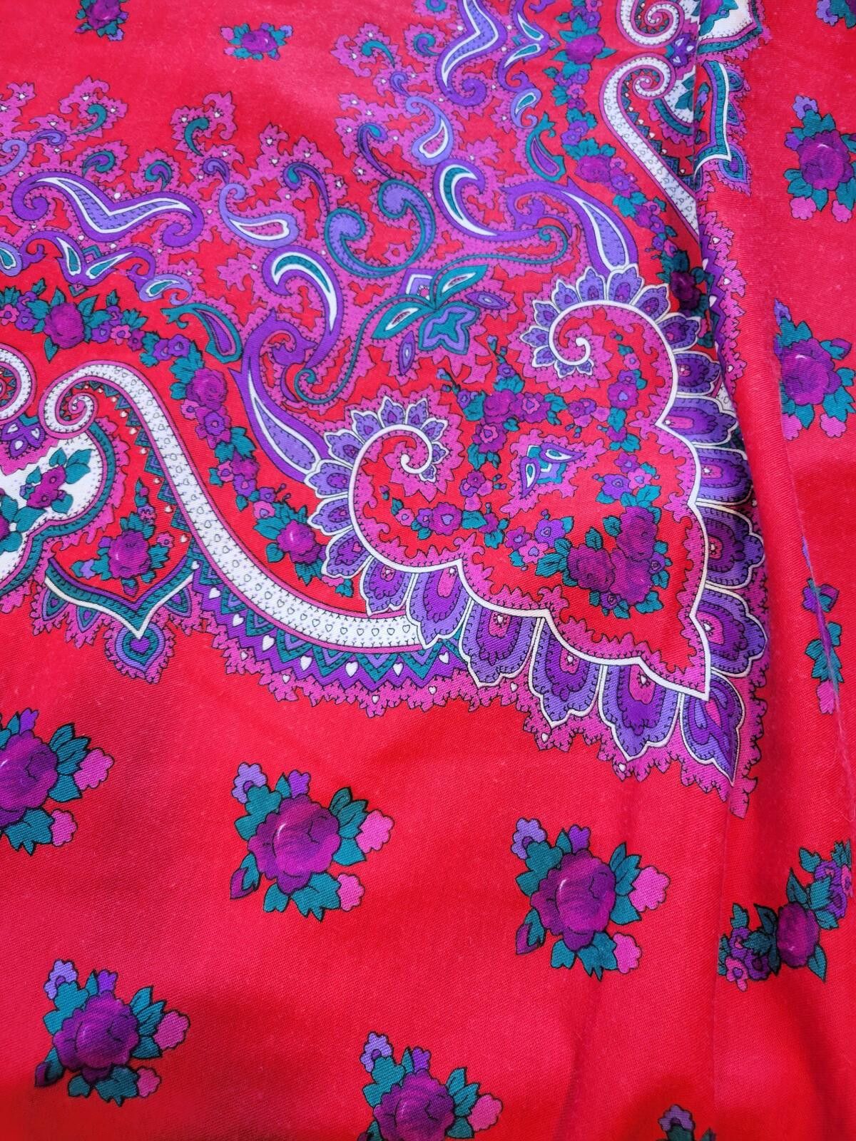Other Vintage Red Floral Scarf by Mountessa Valentina Size ONE SIZE - 3 Thumbnail
