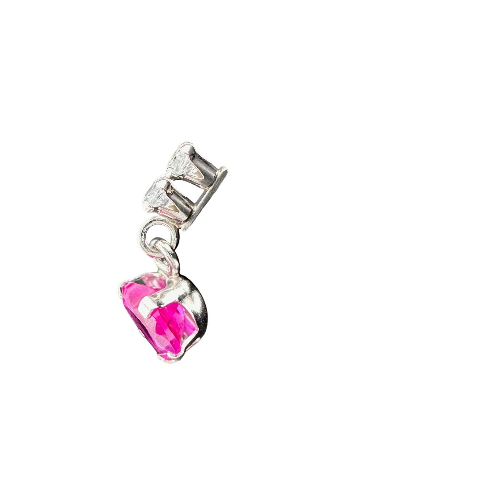 Other 10kt White Gold Pink Sapphire Heart Dangle Earrings Size ONE SIZE - 3 Thumbnail