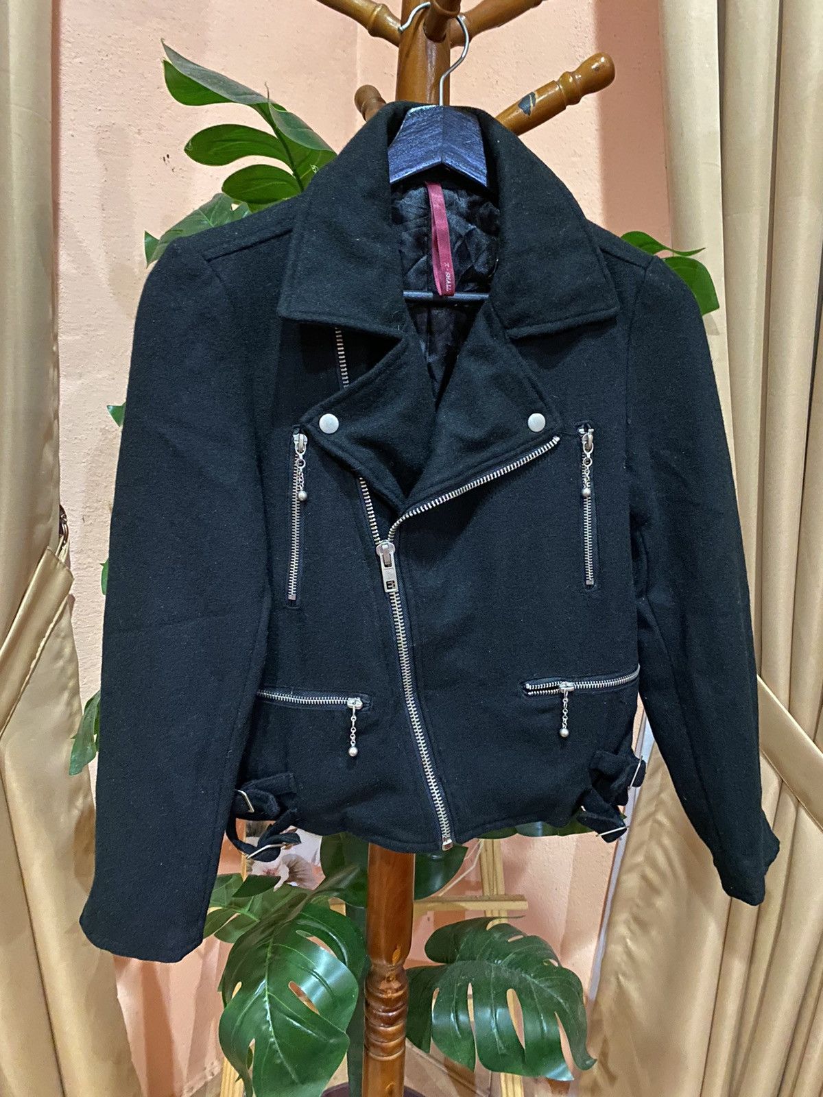 If Six Was Nine × Japanese Brand Black Wool-Blend Biker Jacket | Modern Chic Moto Style Size US XS / EU 42 / 0 - 3 Thumbnail