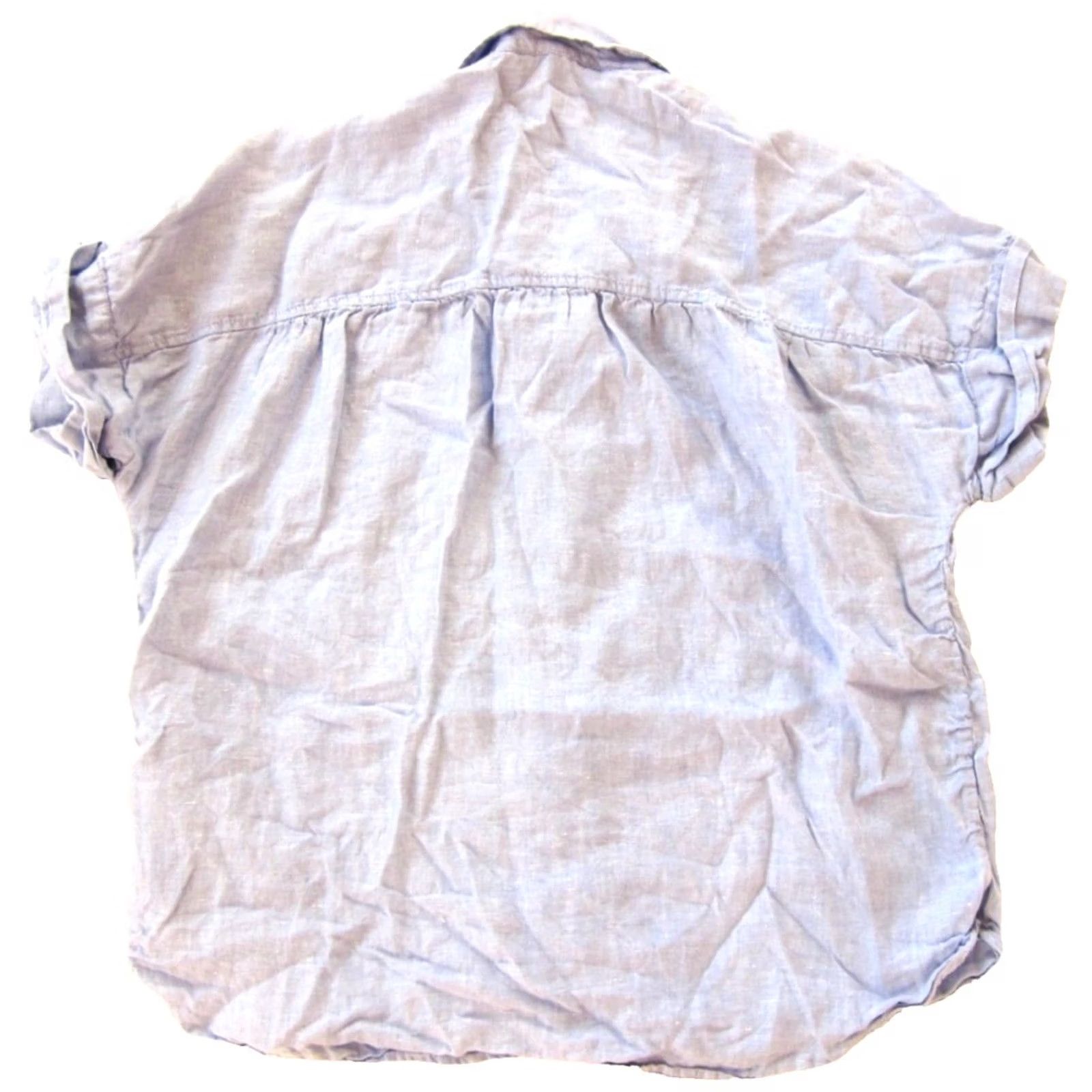 J.Crew J.CREW Baird McNutt 100% Irish Linen Short Sleeve Button Up Relaxed Blouse Large Size L / US 10 / IT 46 - 2 Thumbnail