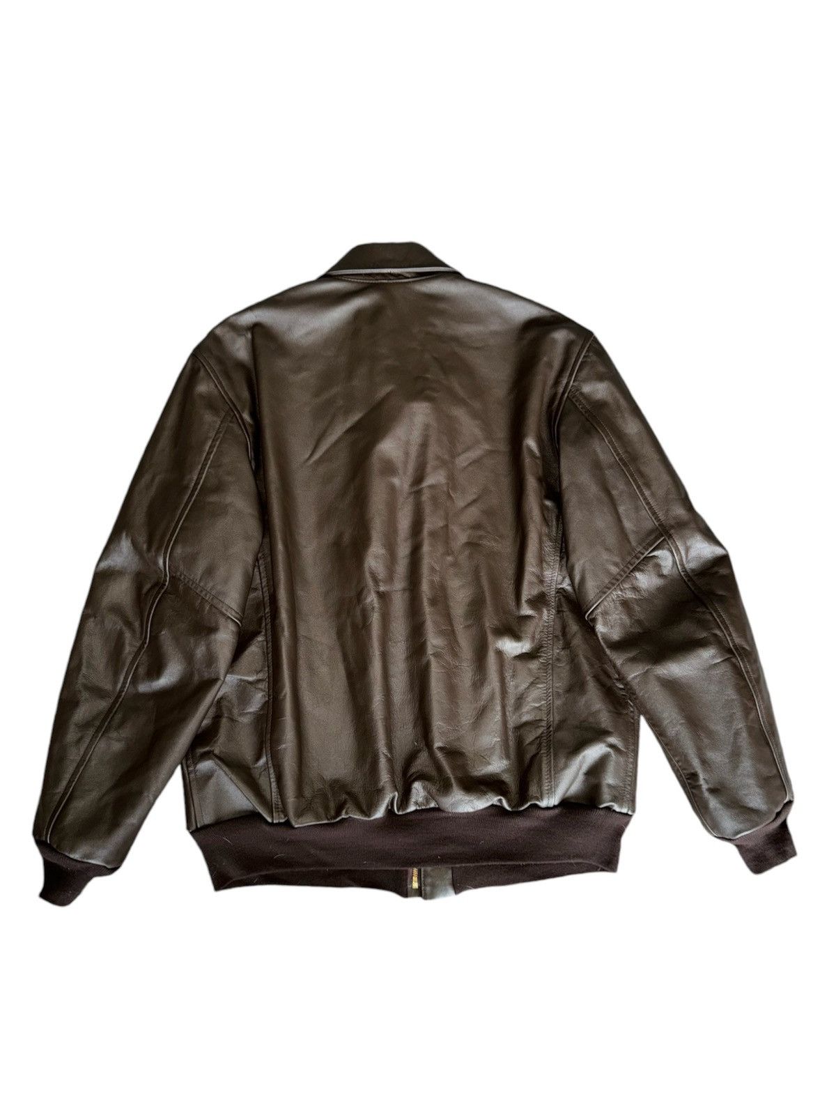 Vintage Excelled A-2 Brown Leather Flight Bomber Jacket USAF Size US L / EU 52-54 / 3 - 2 Thumbnail