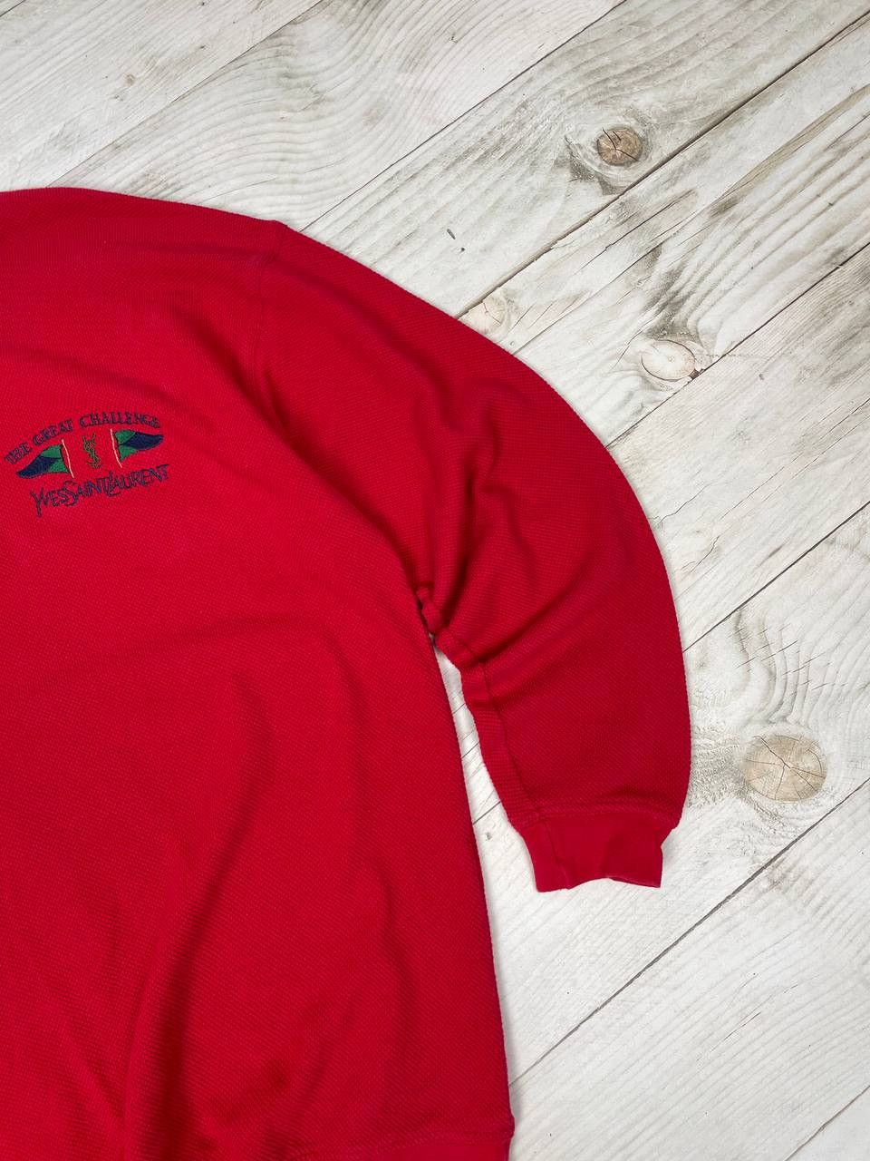 Vintage × Yves Saint Laurent Vintage Yves Saint Laurent Polo Sweatshirt Red Mini Logo Size US XXL / EU 58 / 5 - 5 Thumbnail
