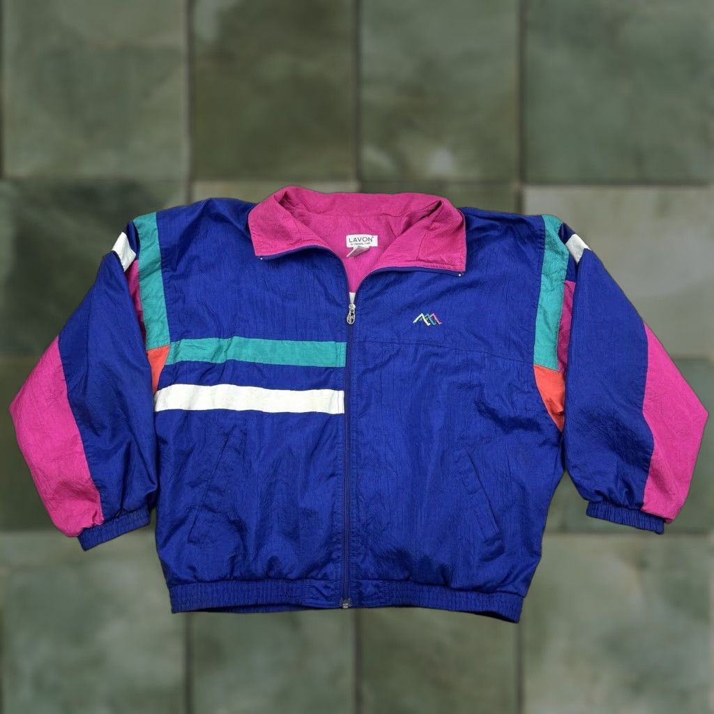 Vintage VINTAGE Lavòn Windbreaker Jacket Womens L Blue Full Zip 80s Size L / US 10 / IT 46 - 1 Thumbnail