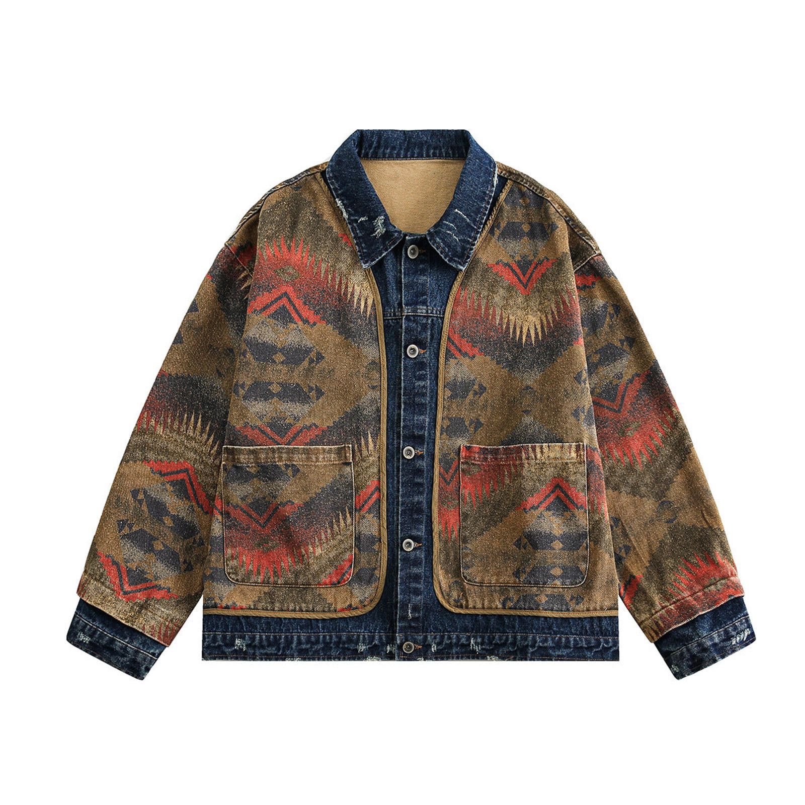 Other Ethnic Jacquard Washed Denim Jacket Size US M / EU 48-50 / 2 - 1 Thumbnail