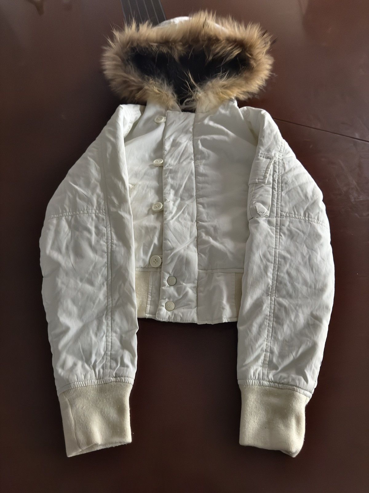 Japanese Brand × Le Grande Bleu (L.G.B.) Vintage Cropped Fur Hood Bomber Jacket Size US S / EU 44-46 / 1 - 2 Thumbnail