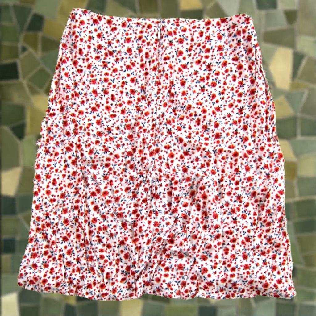 Brandy Melville Brandy Melville Skirt XS 3 Mini Pencil 100% Rayon Orange Pink Green White Women's Short Slit Lined Summer 90s Flower Vintage No Size 26" / US 2 / IT 38 - 1 Thumbnail