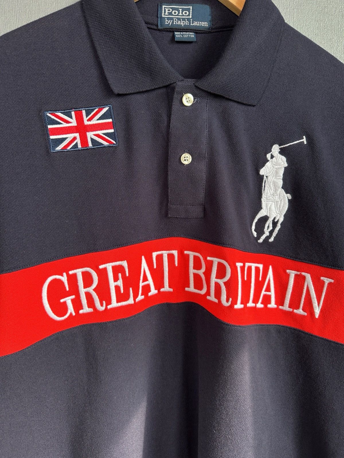 Polo Ralph Lauren POLO RALPH LAUREN GREAT BRITAIN Big Logo Polo Shirt Vintage Size US XL / EU 56 / 4 - 4 Thumbnail
