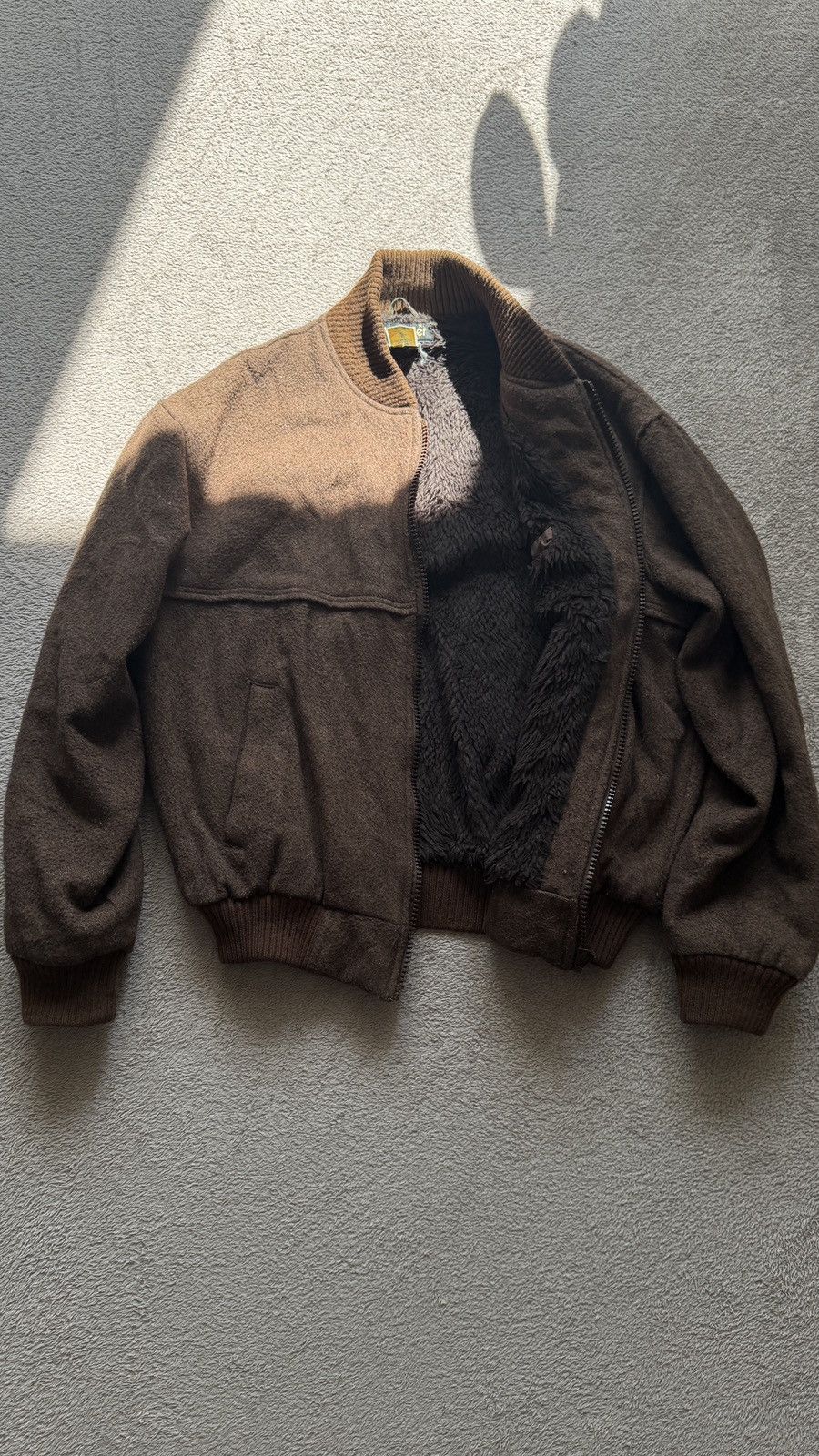 Vintage 90s Wrangler College Faded Wool Flying Brown Bomber Jacket Size US M / EU 48-50 / 2 - 4 Thumbnail