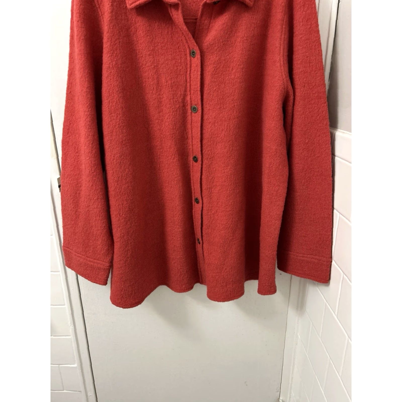 Vintage VINTAGE Appleseed's Shirt Jacket Womens 2X Red 100% Wool Button-Front Long Sleeve Coat Size XXL / US 16-18 / IT 52-54 - 3 Thumbnail