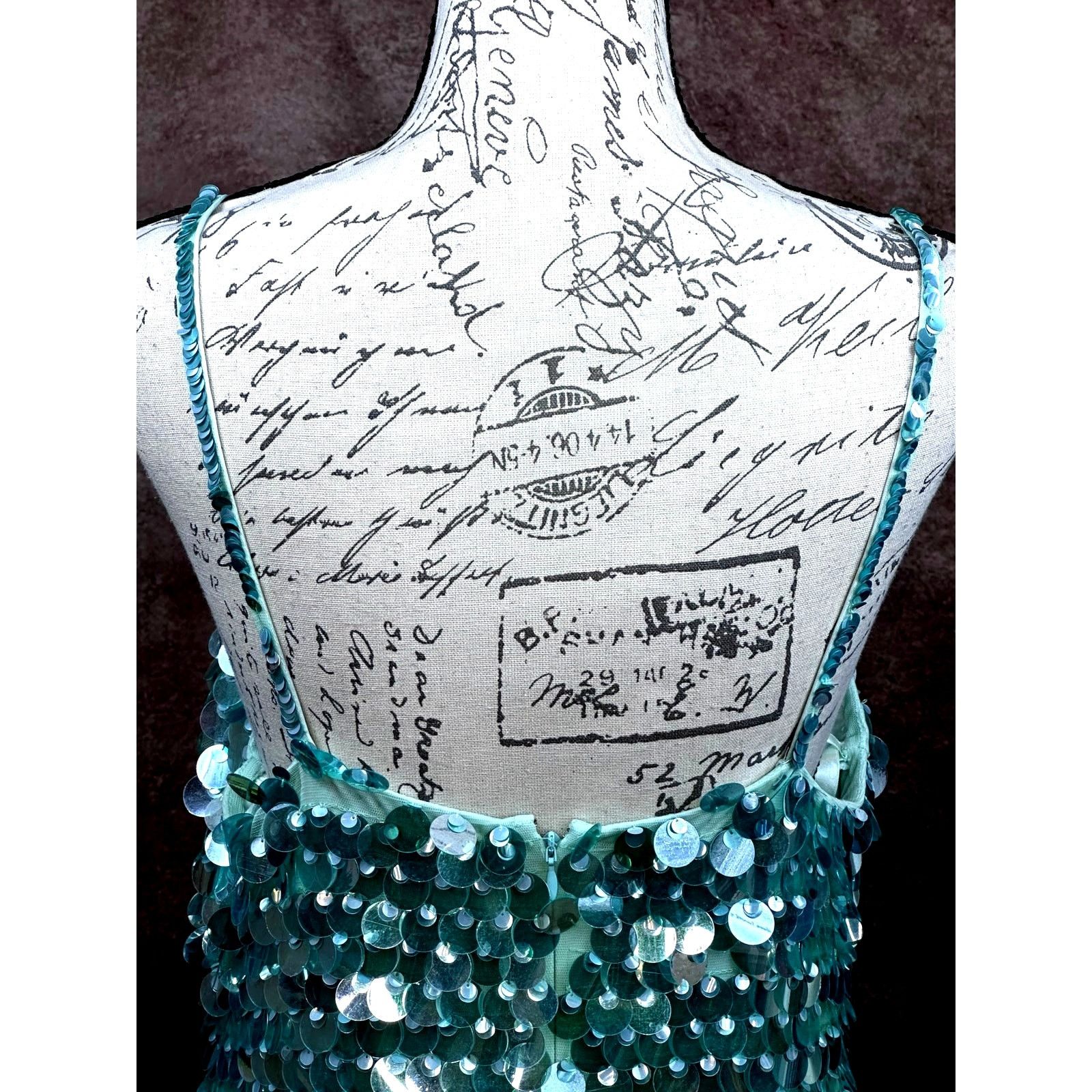 Other Mac Duggal Slim Strap Paillette Sequin Mini Dress Mint M Size M / US 6-8 / IT 42-44 - 9 Thumbnail