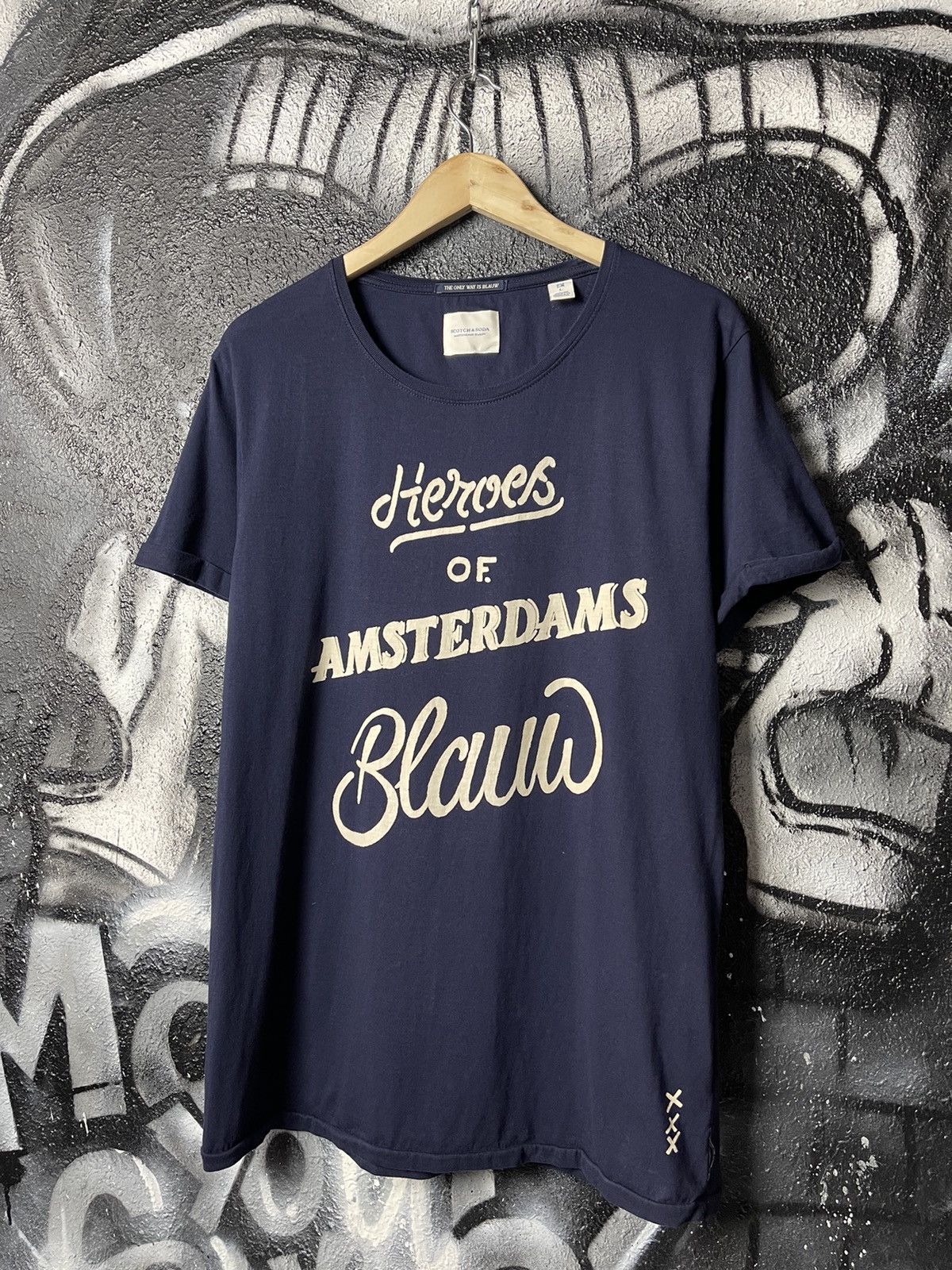 Scotch & Soda Scotch&Soda Amsterdams Blauw Cotton Crew Neck T-Shirt Men’s Size Large Size US L / EU 52-54 / 3 - 1 Thumbnail