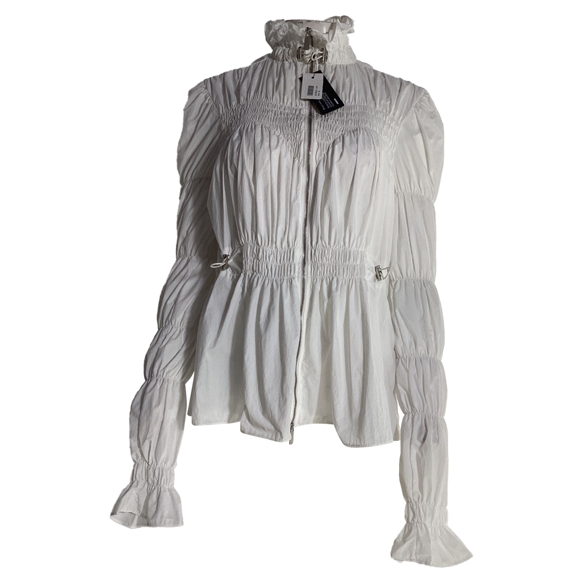 Off-White Off-White Smocked Zipped Blouse in White Nylon Size XS / US 0-2 / IT 36-38 - 1 Thumbnail
