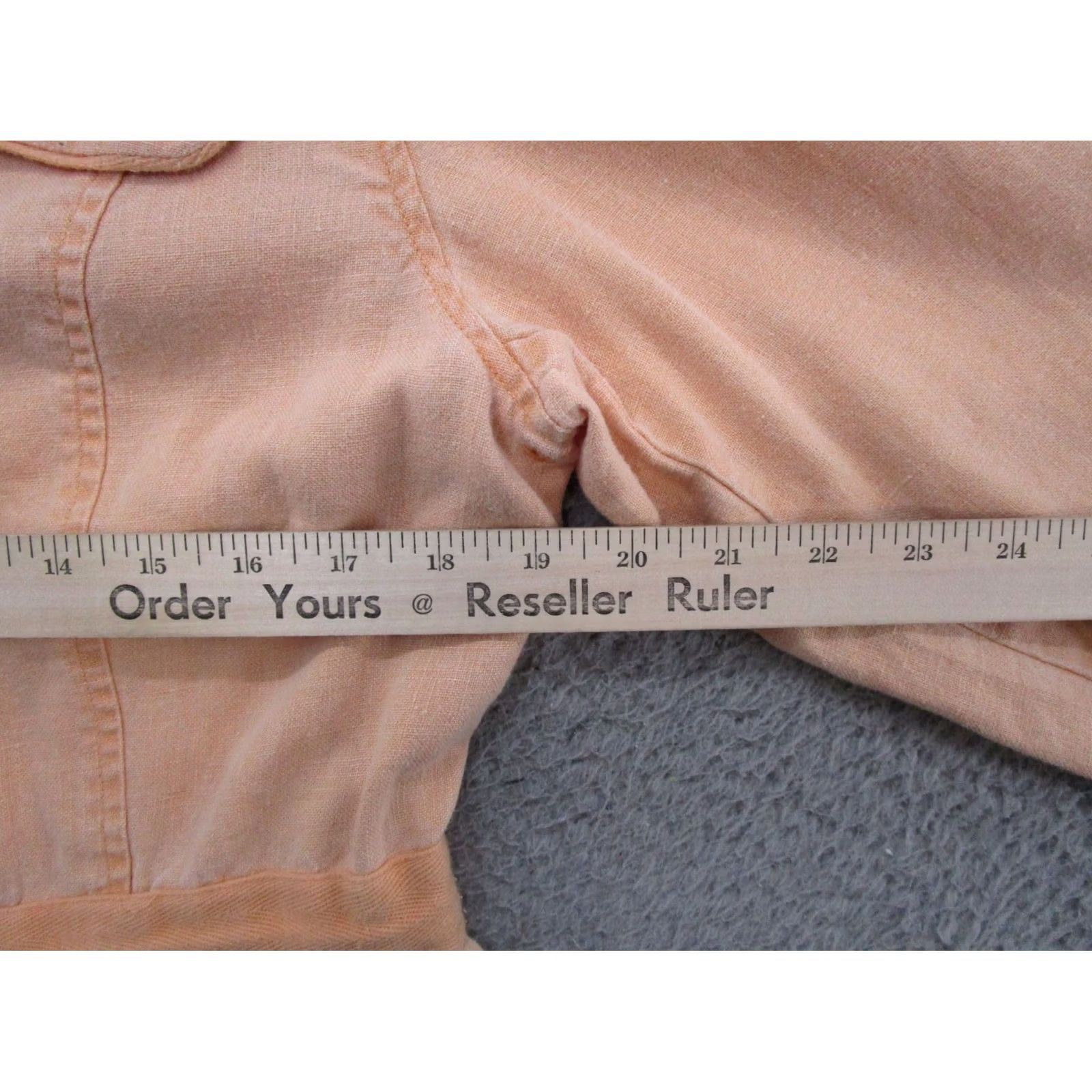 Athleta VINTAGE Athleta Jacket Women M Orange Linen Twill Pockets Cinch Snap Button Long Sleeve Mid-Length Casual Workwear Size M / US 6-8 / IT 42-44 - 4 Thumbnail