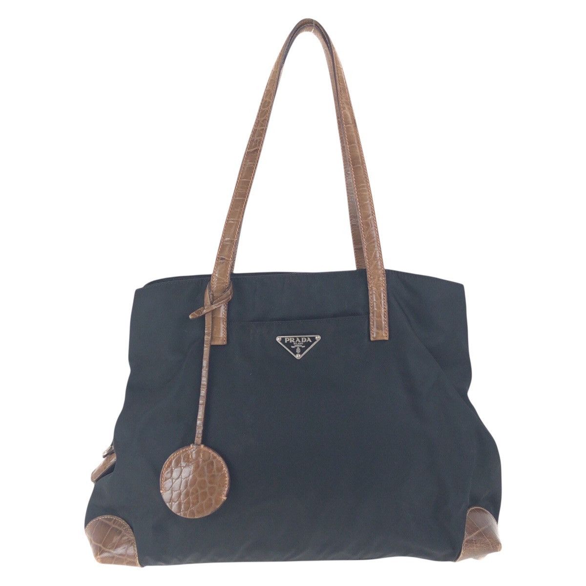 Prada Prada Tessuto Nylon 2Way Shoulder Bag Leather Shoulder Bag in Black, Women's