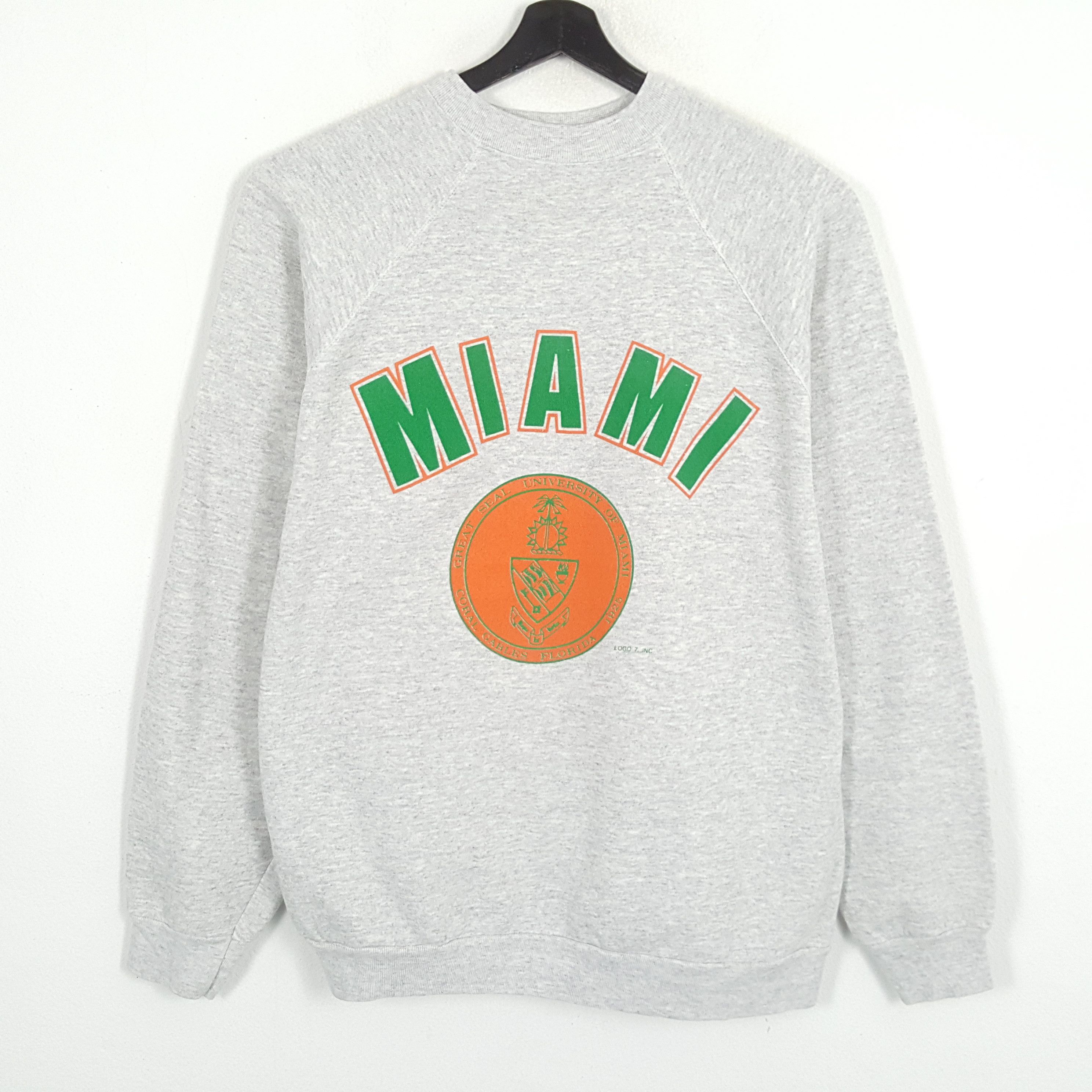 Vintage UNIVERSITY OF MIAMI Center Design Vintage Sweatshirt Size US XL / EU 56 / 4 - 1 Thumbnail