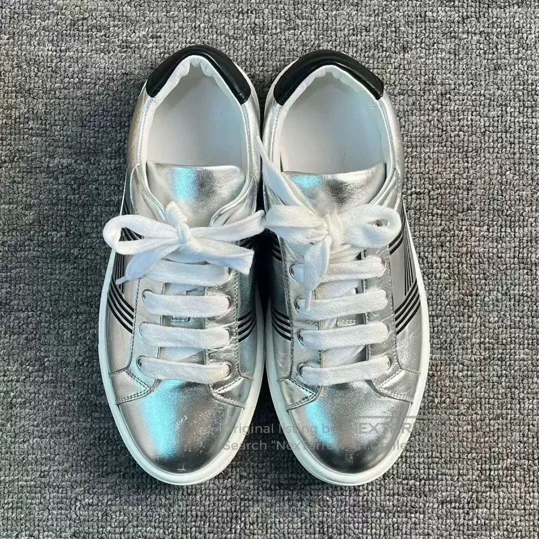 Hermes Hermes Silver Black Large H Low-Top Sneakers. Size US 4.5 / IT 34.5 - 2 Thumbnail