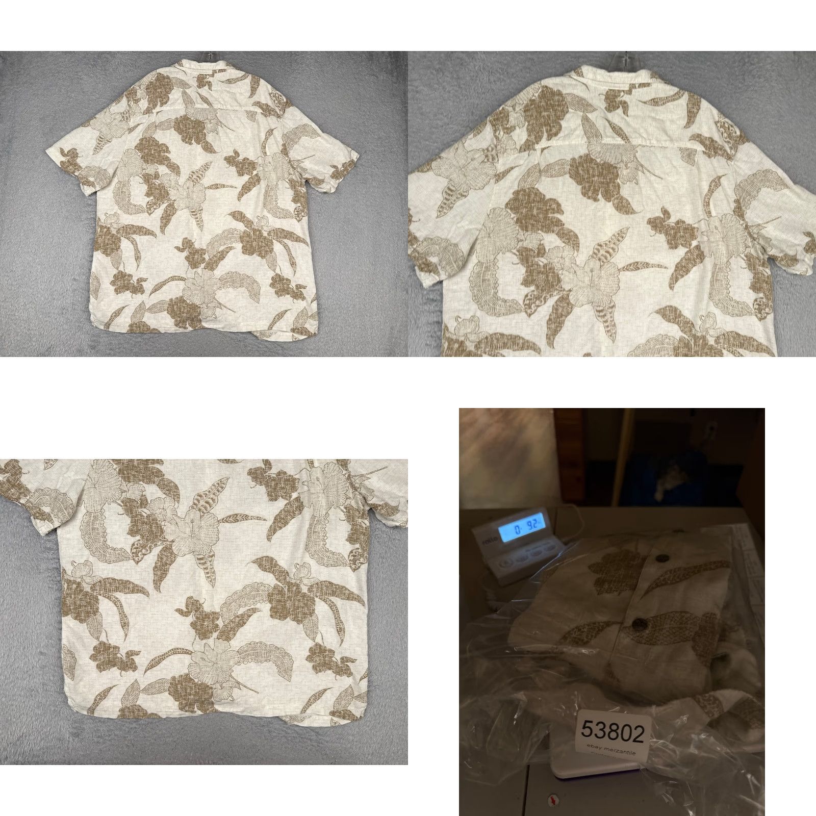 George George Shirt Men 2XL Beige White Floral Palm Leaf Hawaiian 100% Rayon Pocket Button-Up Floral Mens Size US XXL / EU 58 / 5 - 9 Thumbnail
